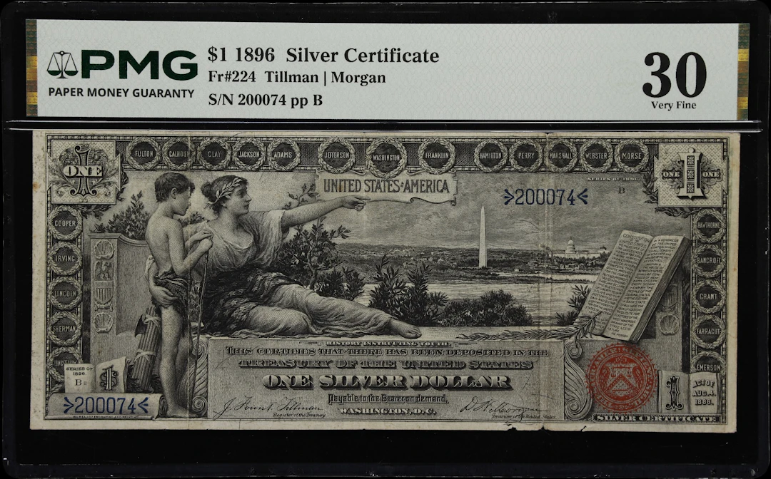 Fr. 224. 1896 $1 Silver Certificate. PMG Very Fine 30.
