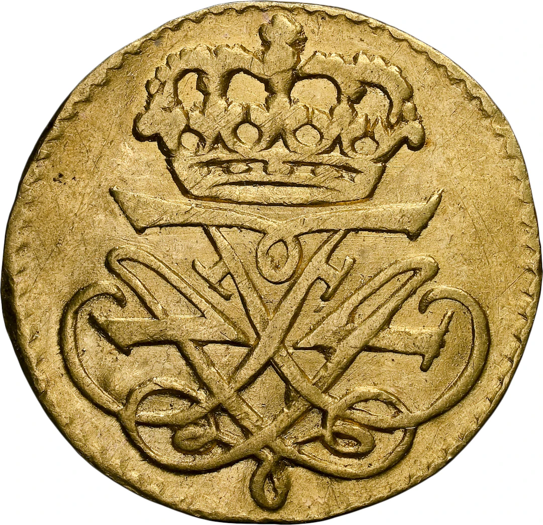 DENMARK. Gold Off-Metal Strike Skilling, 1711. Copenhagen Mint. Frederik