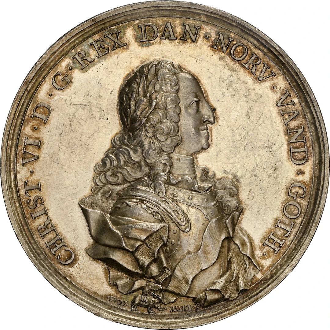 DENMARK. Inauguration of the Naval Shipyard Silver Medal, 1739. Christian