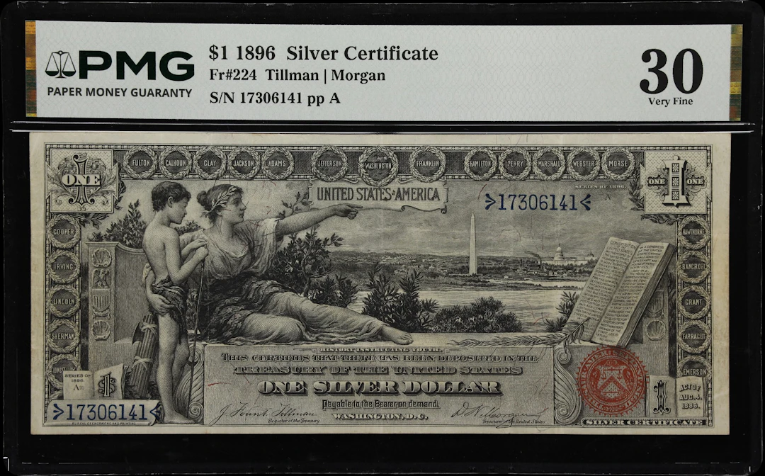 Fr. 224. 1896 $1 Silver Certificate. PMG Very Fine 30.