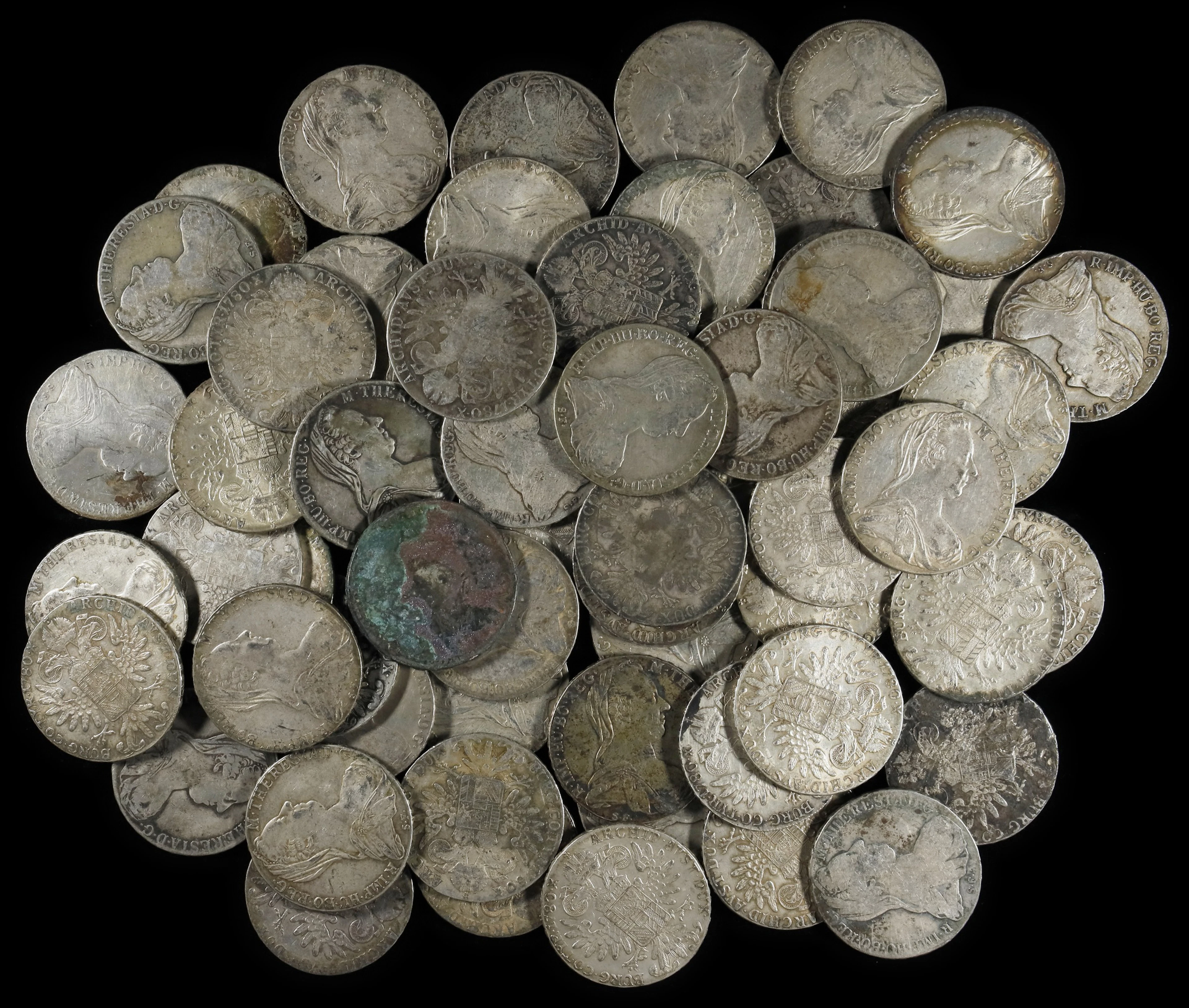 AUSTRIA. Group of Taler Restrikes (59 Pieces), "1780" (ca. 20th Century).