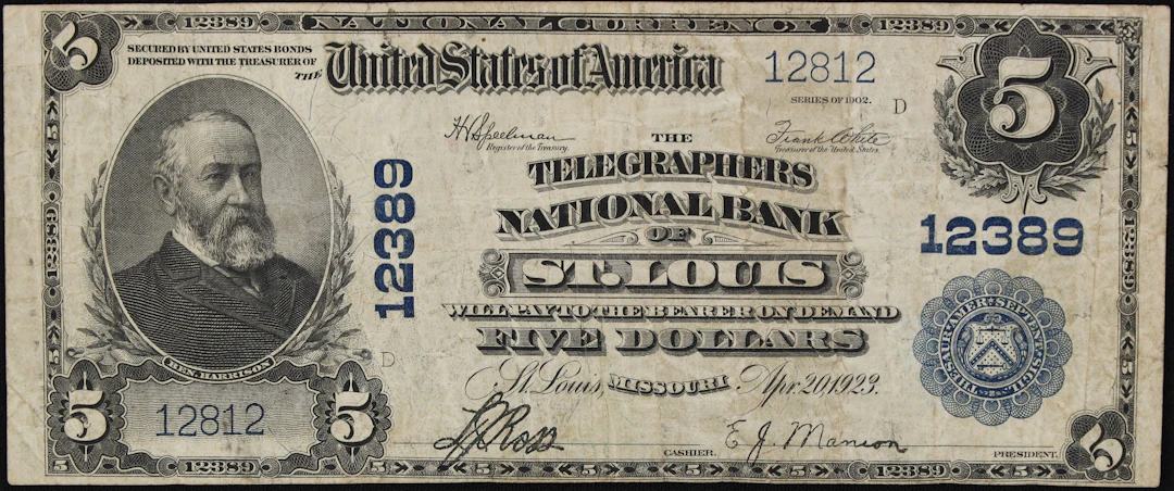 Saint Louis, Missouri. $5 1902 Plain Back. Fr. 609. The Telegraphers
