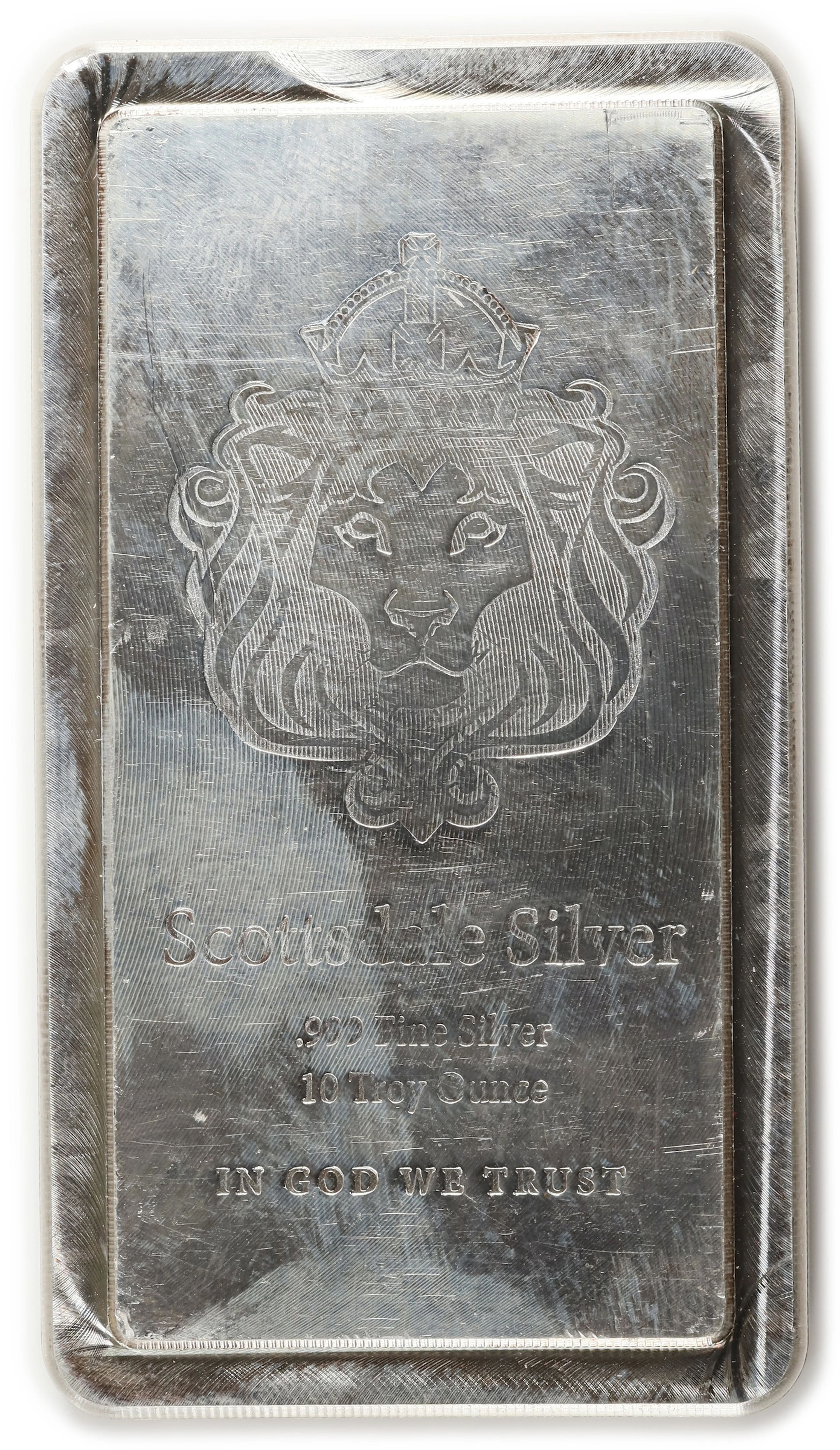 (10 oz, 311.04 g ASW). Scottsdale Mint 10 oz Silver Bar.