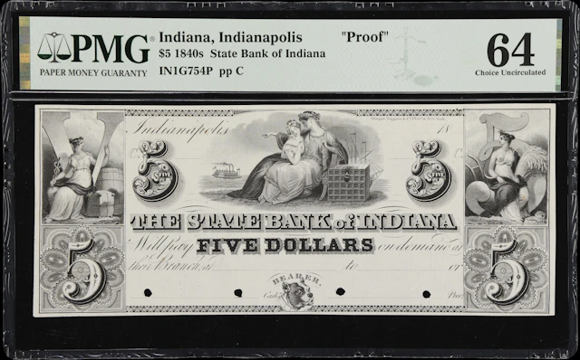 Indianapolis, Indiana. State Bank of Indiana. 18xx $5. PMG Choice