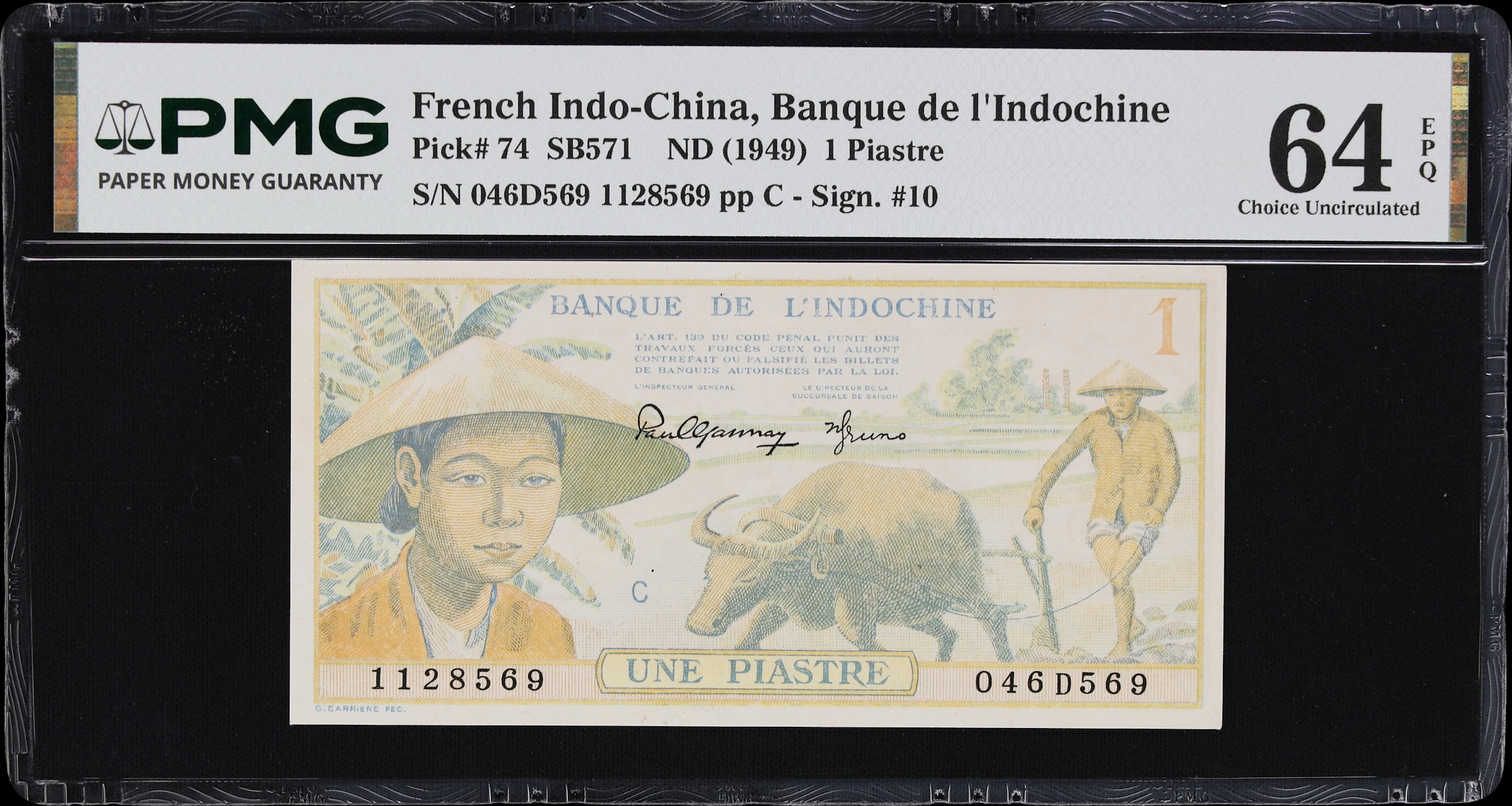 FRENCH INDO-CHINA. Banque de l'Indochine. 1 Piastre, ND (1949). P-74.
