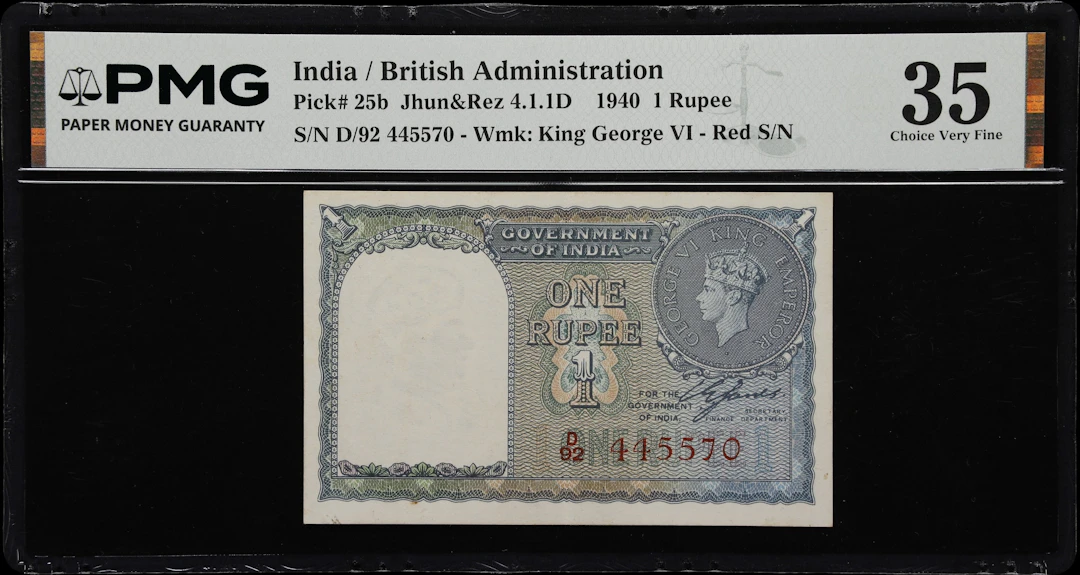 INDIA. Government of India. 1 Rupee, 1940. P-25b. Jhun&Rez 4.1.1D.