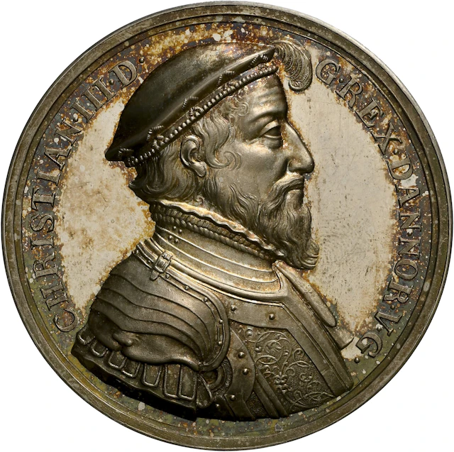 DENMARK. Royal Lineage Restrike Silver Medal, ND (1588). Christian