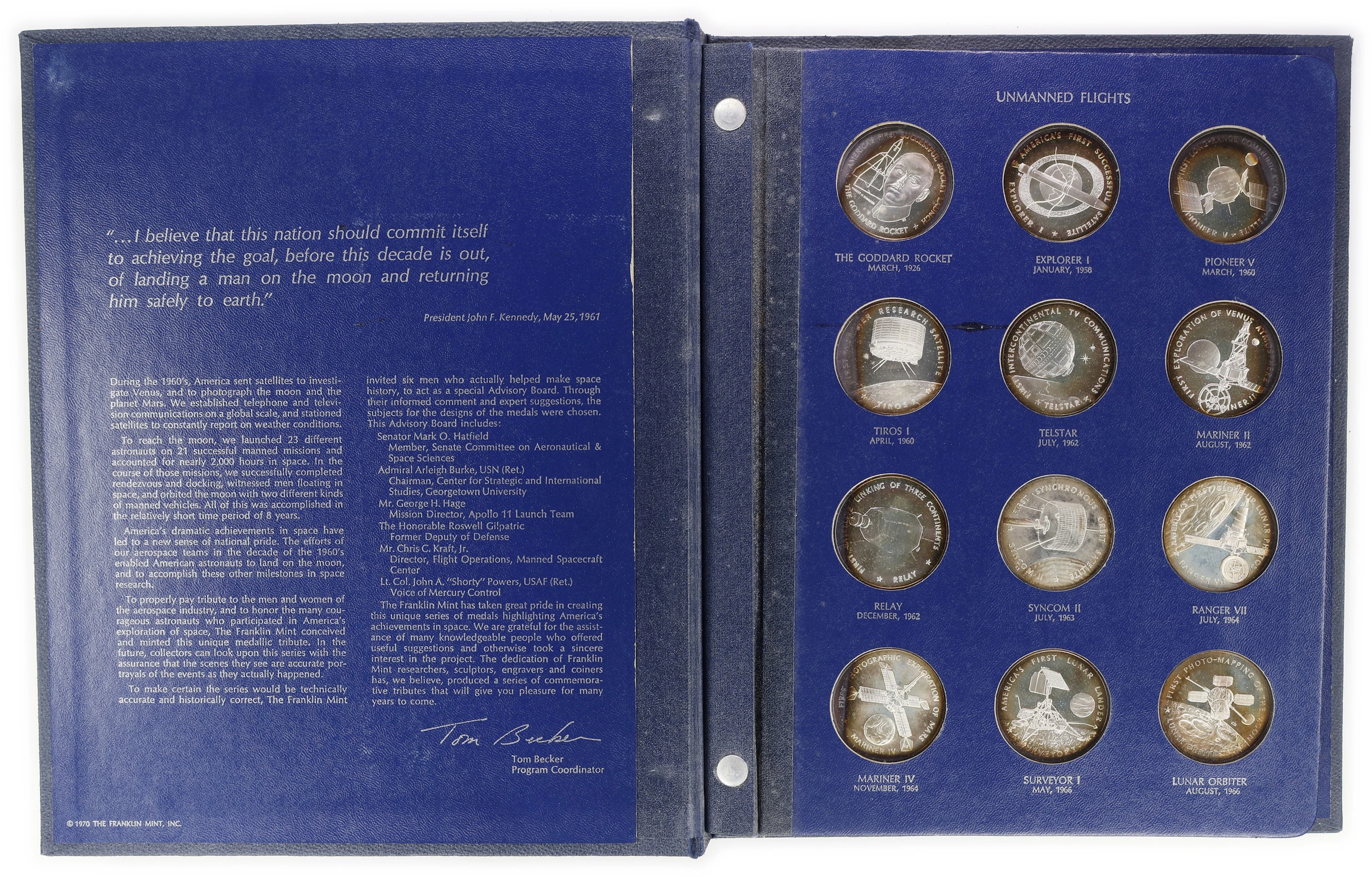 (29.14 oz, 906.43 g ASW). 1970 Franklin Mint America in Space Sterling