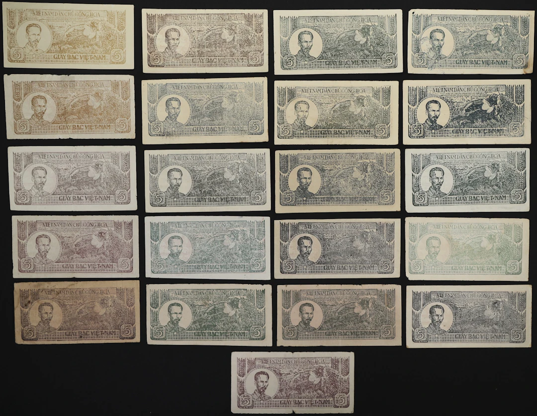 VIETNAM. Lot of (21). Viet-Nam Dan-Chu Cong-Hoa. 5 Dong, ND (1948).