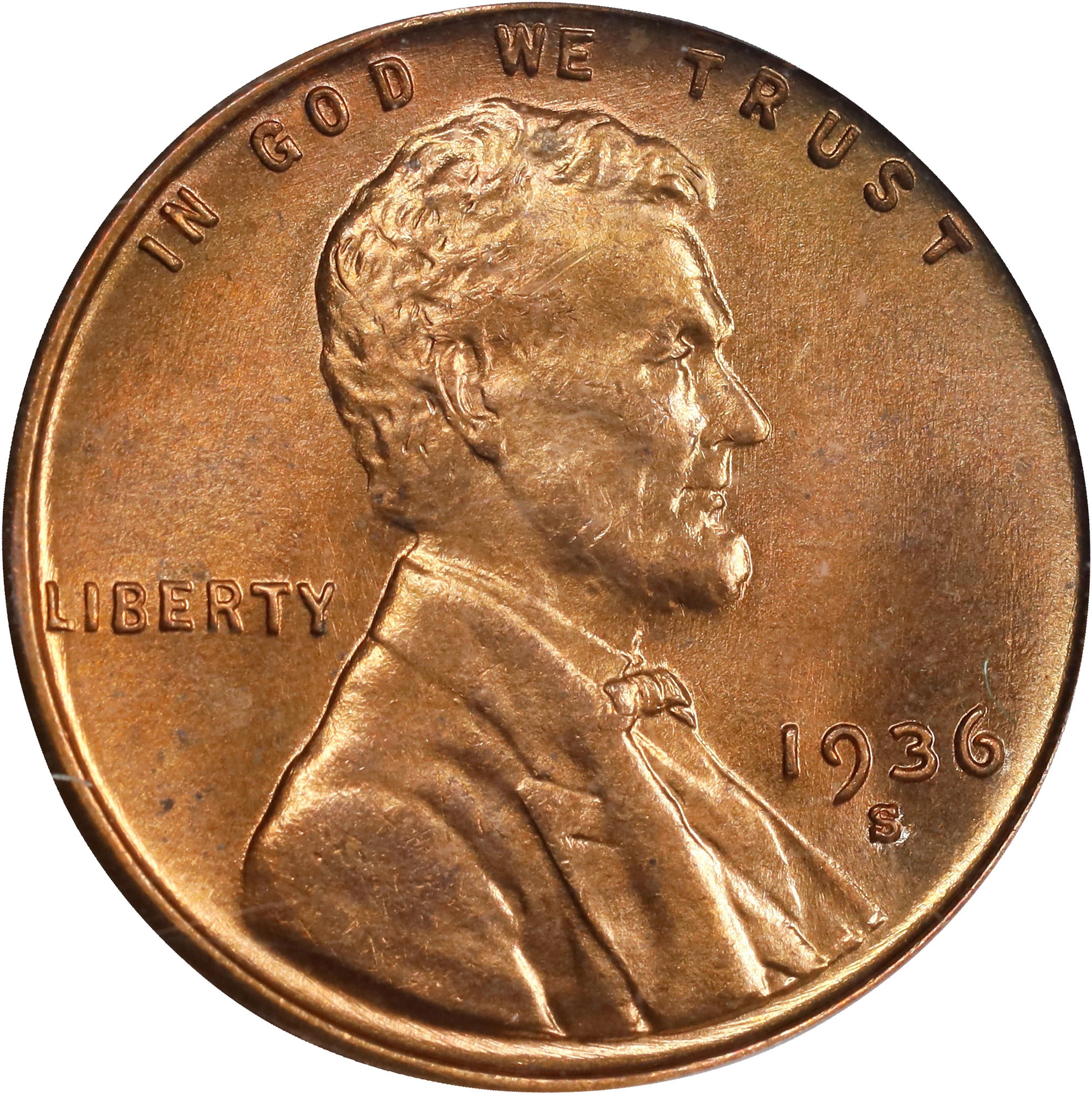 1936-S Lincoln Cent. MS-66 RD (PCGS). CAC. OGH Generation 3.1.