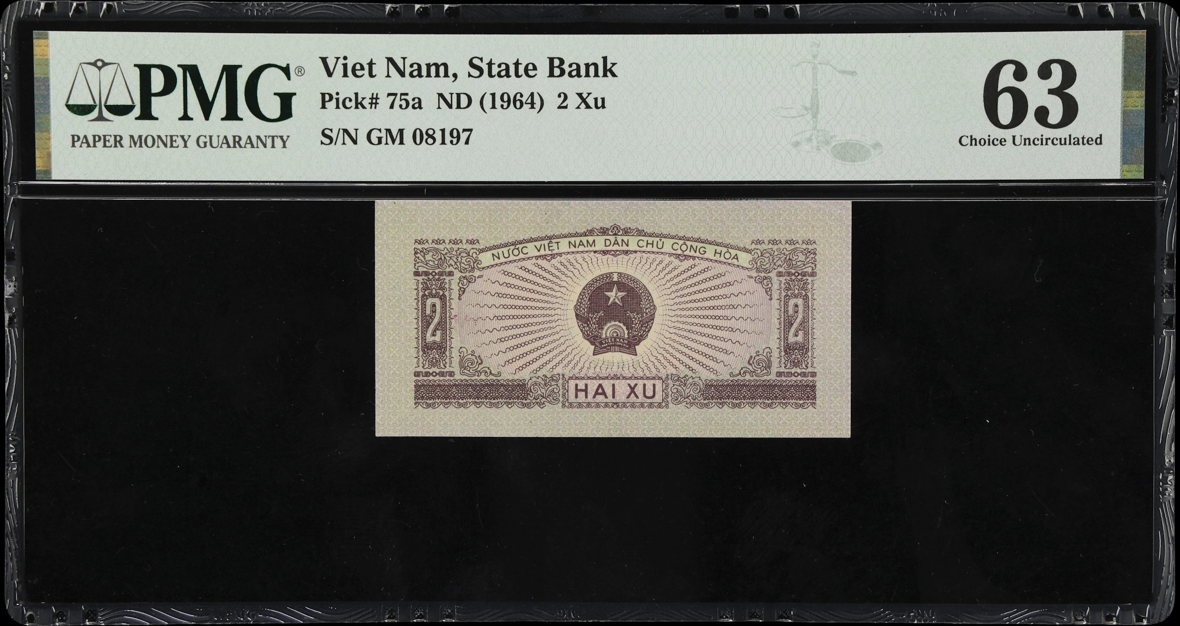 VIETNAM. State Bank of Vietnam. 2 Xu, ND (1964). P-75a. PMG Choice