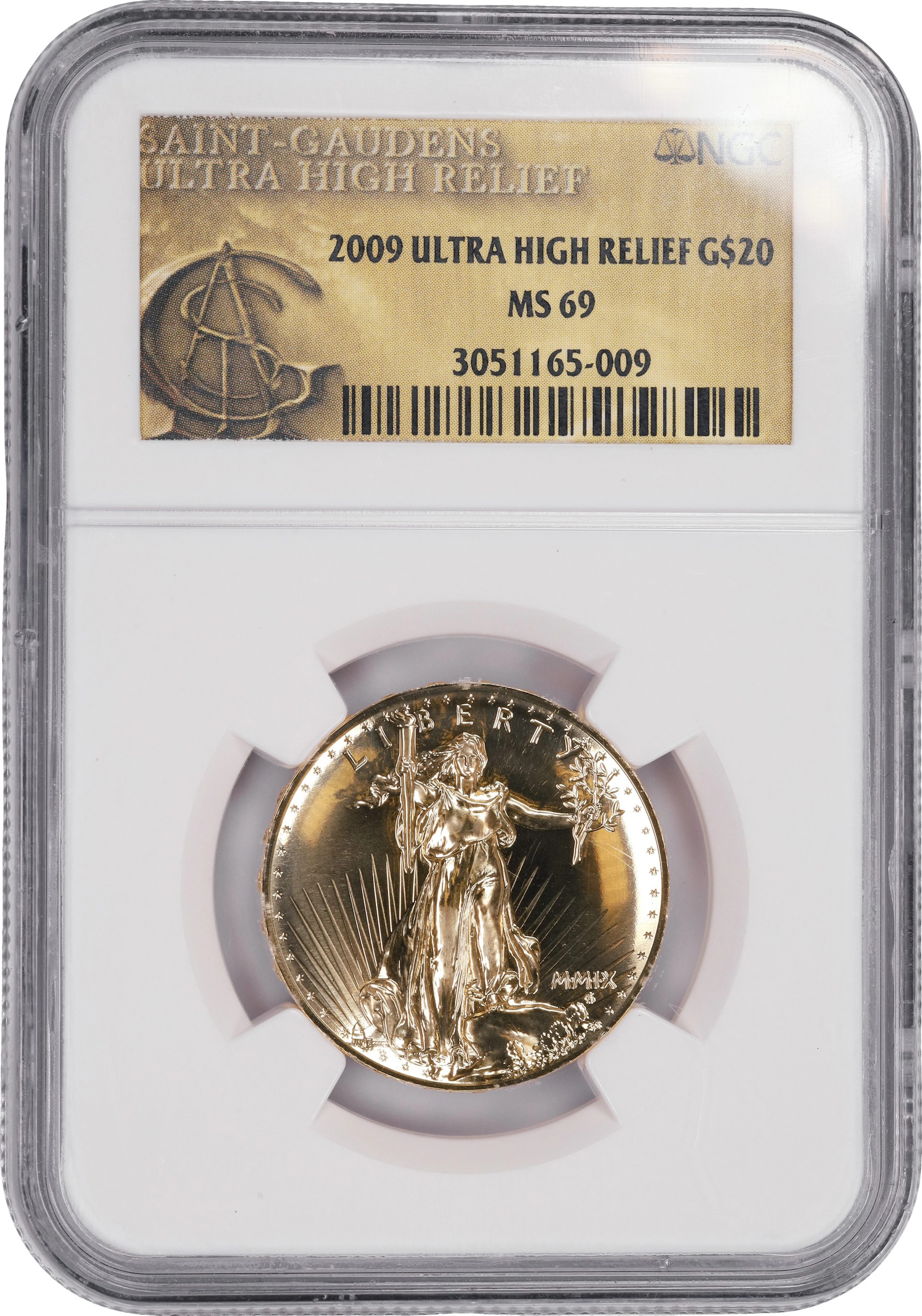 (1 oz, 31.104 g AGW). 2009 Ultra-High Relief Double Eagle Gold $20.
