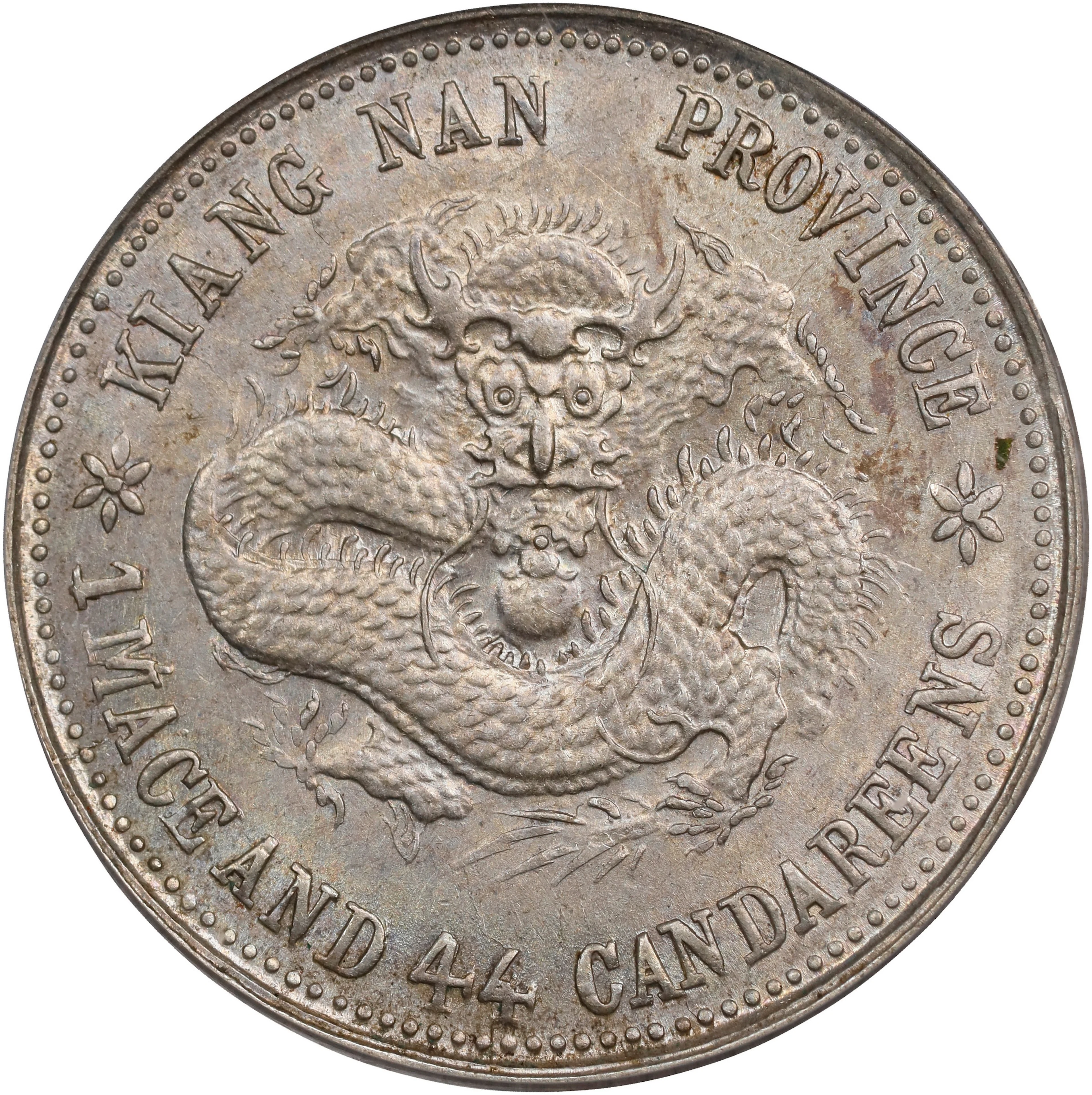 (t) CHINA. Kiangnan. 1 Mace 4.4 Candareens (20 Cents), CD (1899).