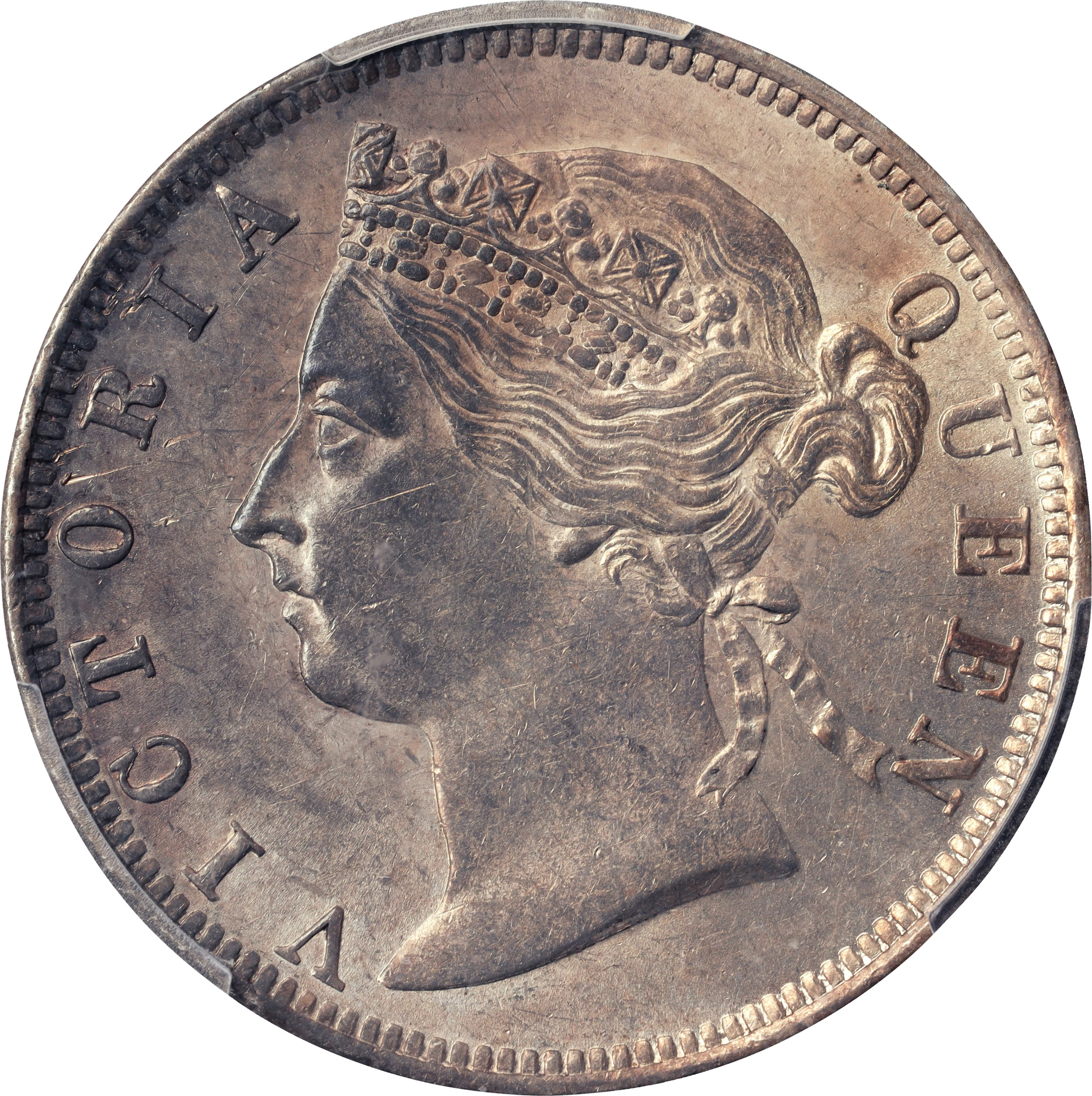 (t) HONG KONG (SAR). 20 Cents, 1885. London Mint. Victoria. PCGS AU-58.