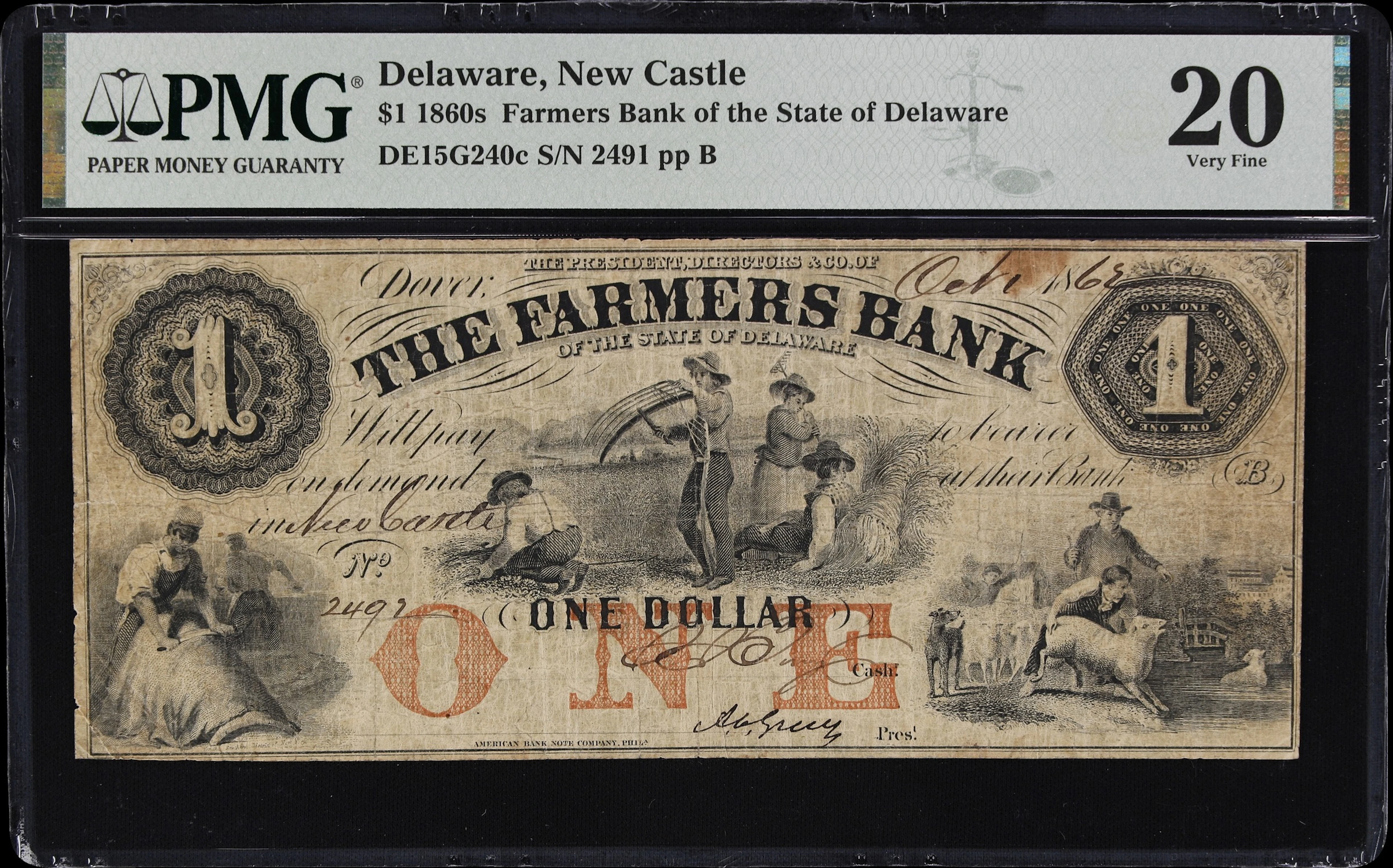 New Castle, Delaware. Farmers Bank of the State of Delaware. 1862