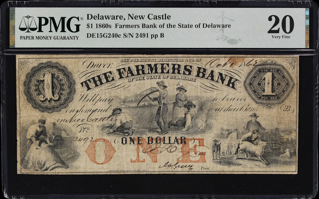 New Castle, Delaware. Farmers Bank of the State of Delaware. 1862