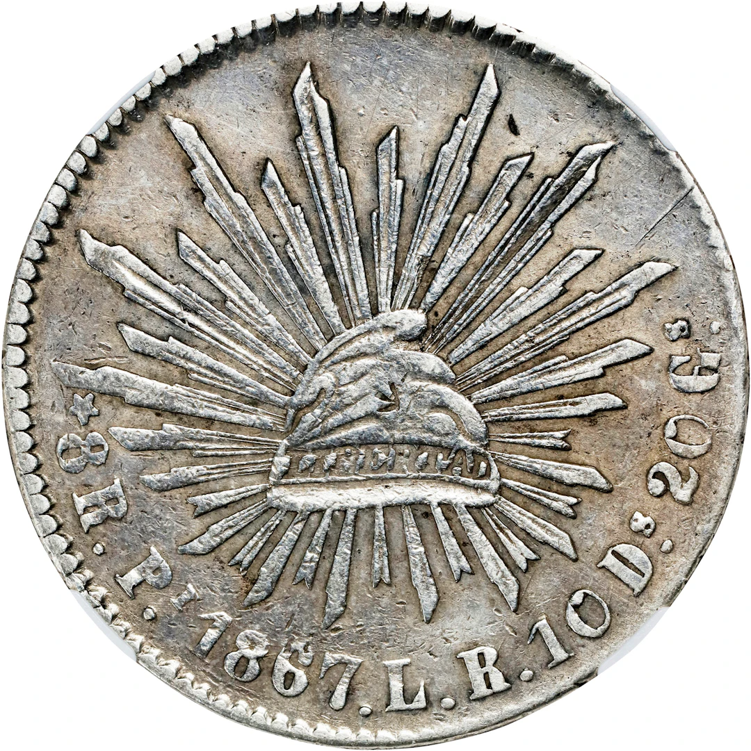 MEXICO. 8 Reales, 1867-Pi LR. San Luis Potosi Mint. NGC EF Details--Chopmarked