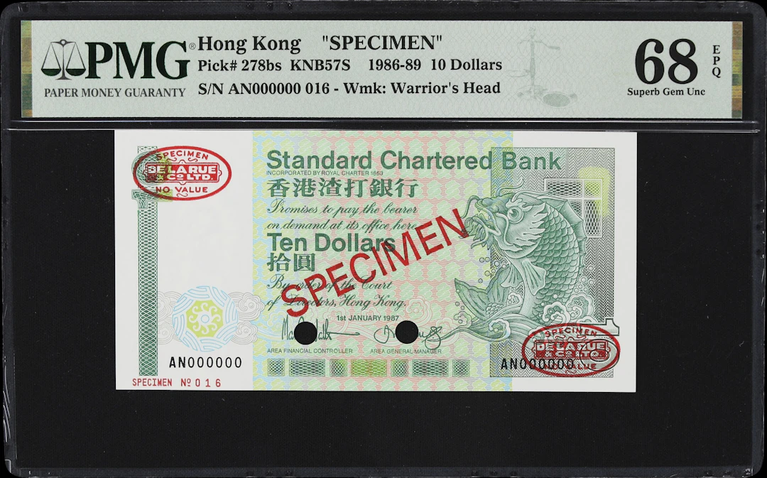 HONG KONG (SAR). Standard Chartered Bank. 10 Dollars, 1.1.1987. P-278bs.