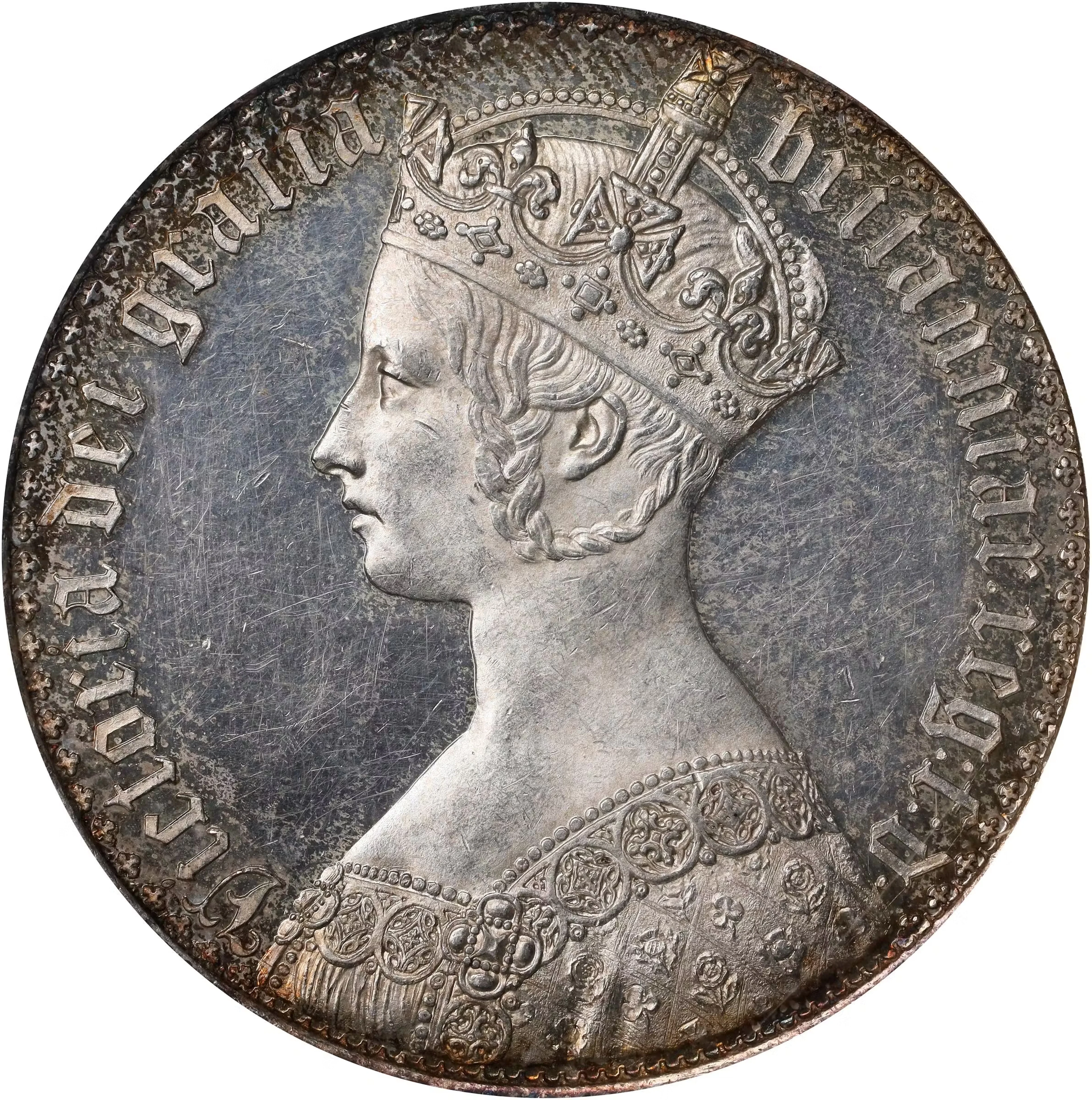 GREAT BRITAIN. "Gothic" Crown, 1847 Year UNDECIMO. London Mint. Victoria.