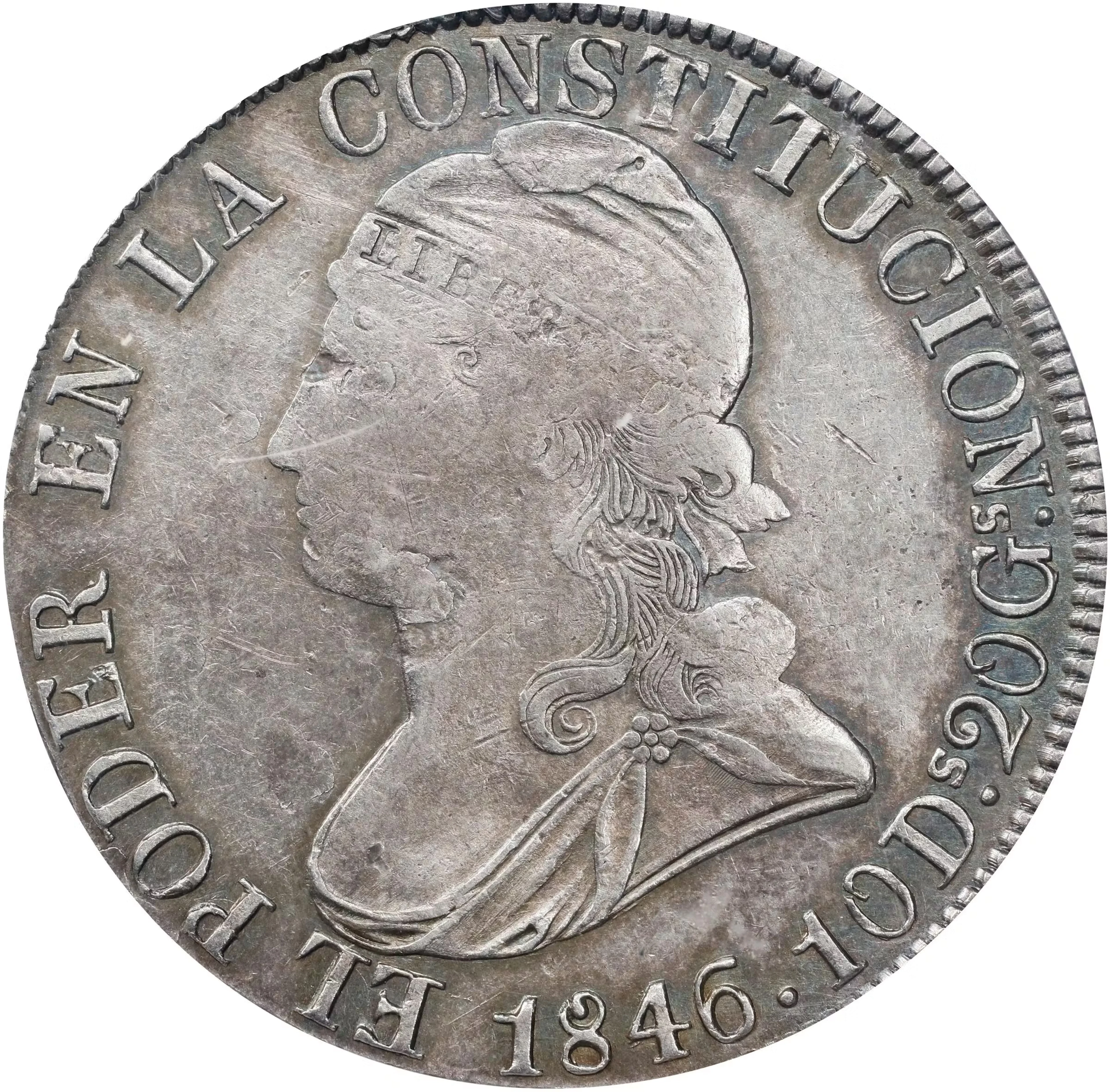 ECUADOR. 8 Reales, 1846-QUITO GJ. Quito Mint. PCGS Genuine--Cleaned