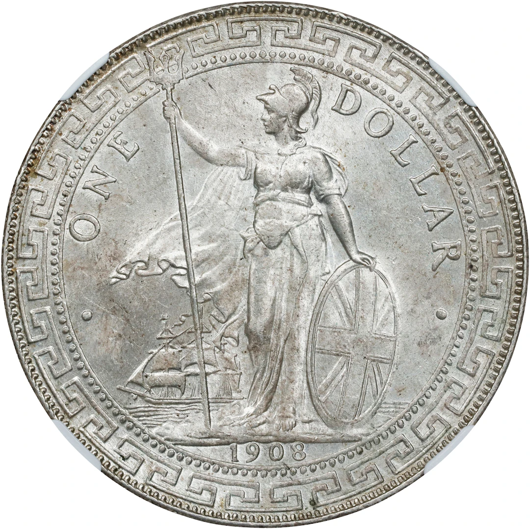 GREAT BRITAIN. Trade Dollar, 1908-B. Bombay Mint. Edward VII. NGC MS-62.