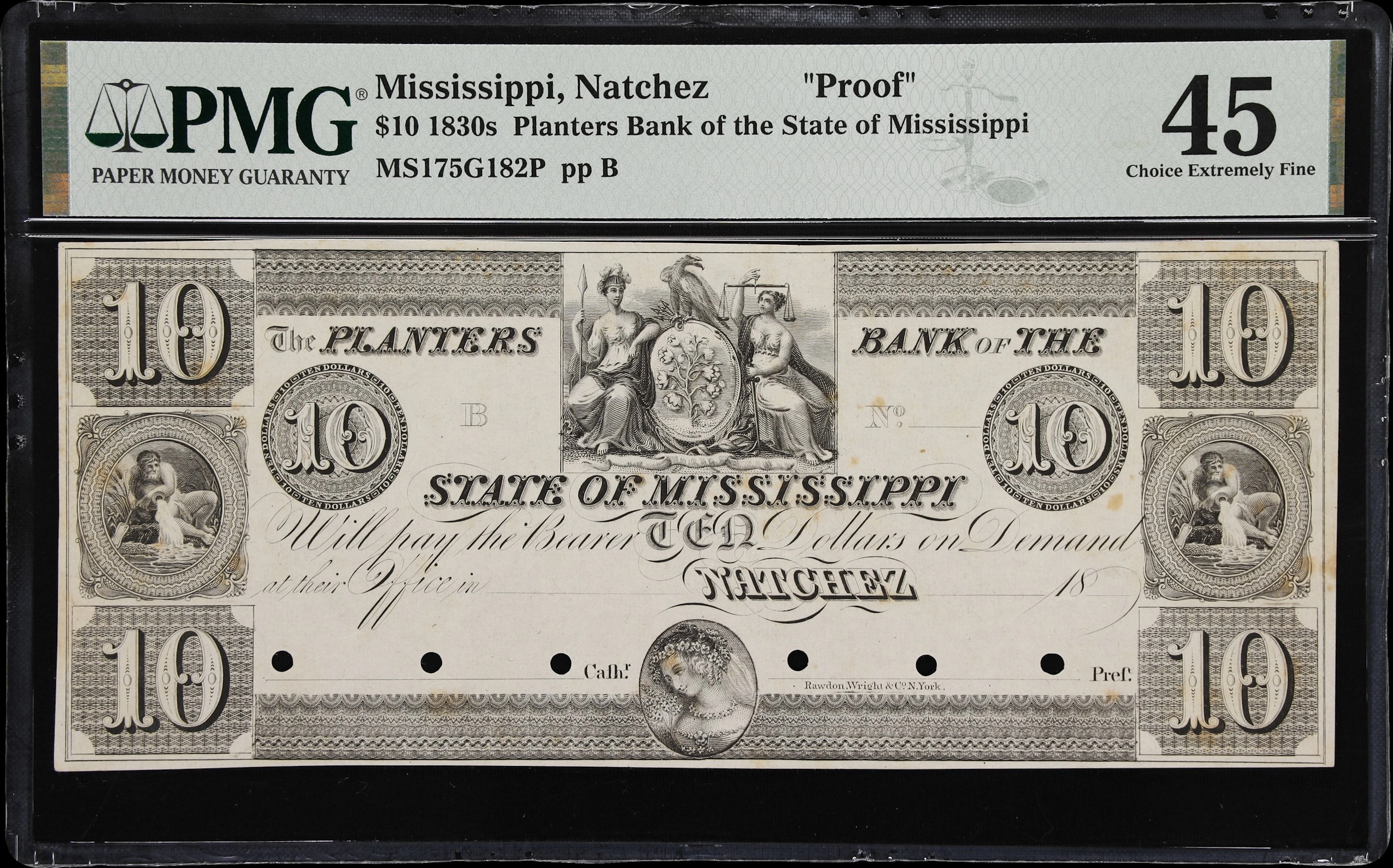 Natchez, Mississippi. Planters Bank of the State of Mississippi. 18xx