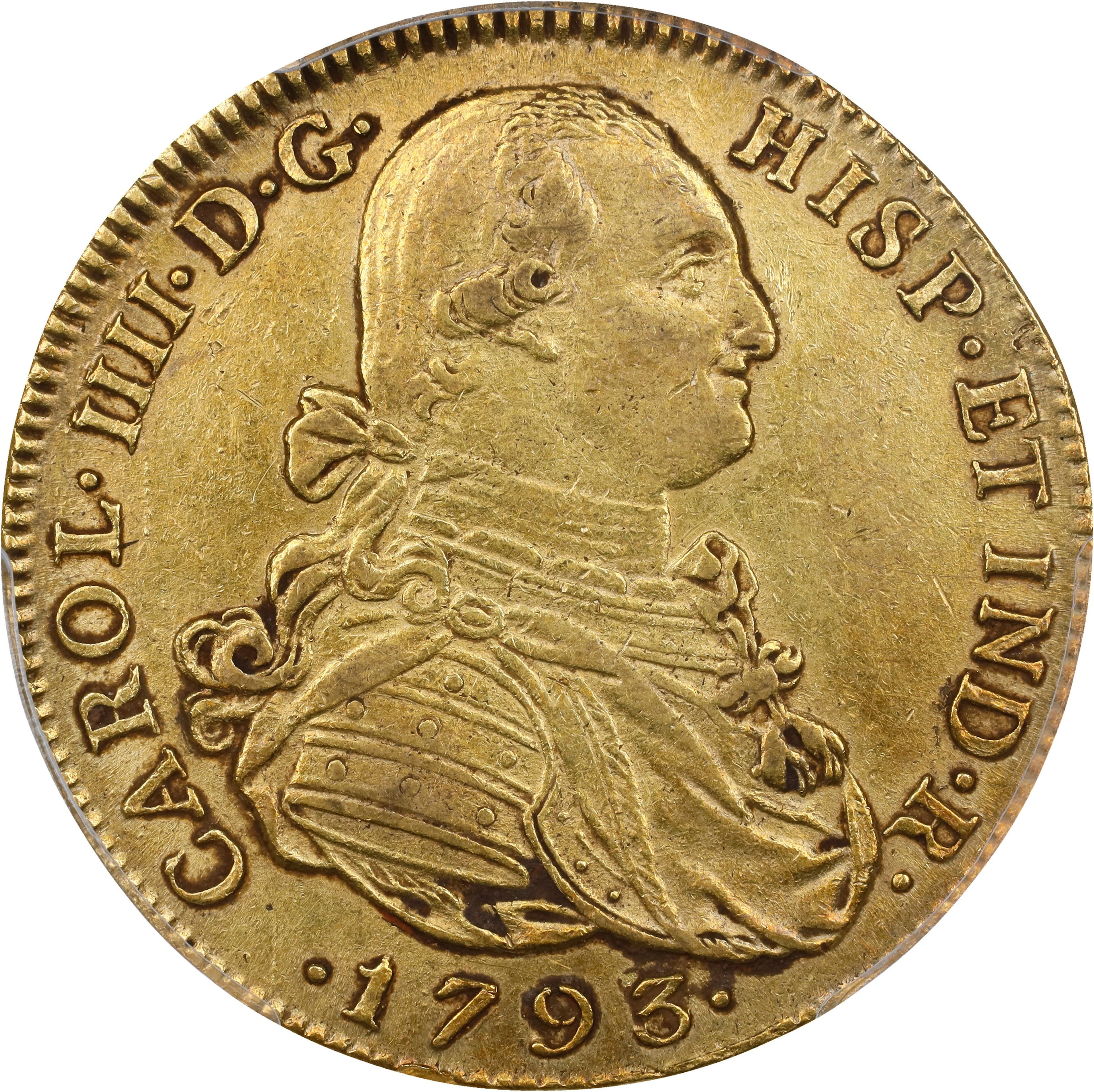 COLOMBIA. 8 Escudos, 1793-NR JJ. Santa Fe de Nuevo Reino (Bogota)