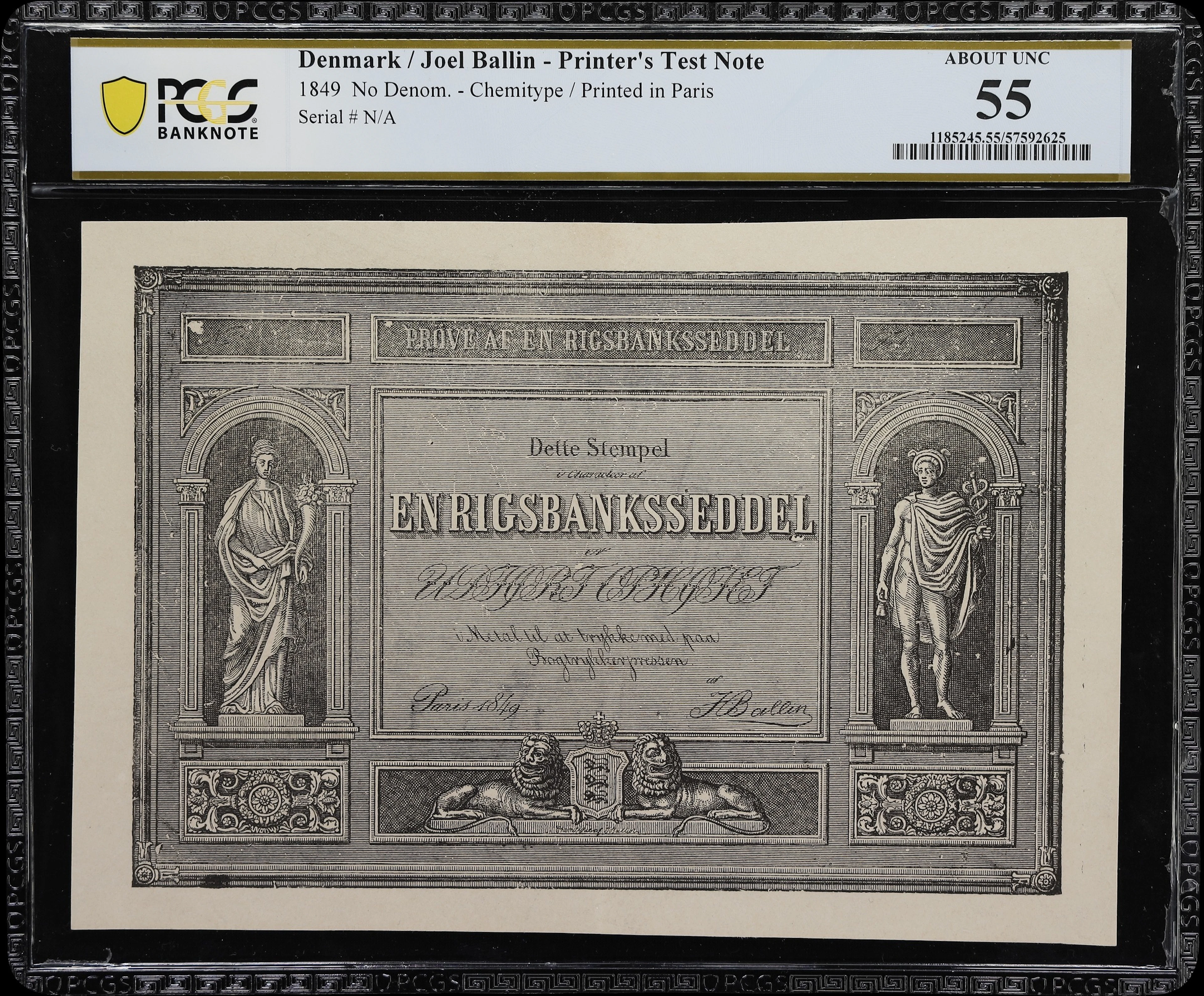 (◊) DENMARK. Rigsbanksseddel. No Denomination, 1849. P-Unlisted. Printer's