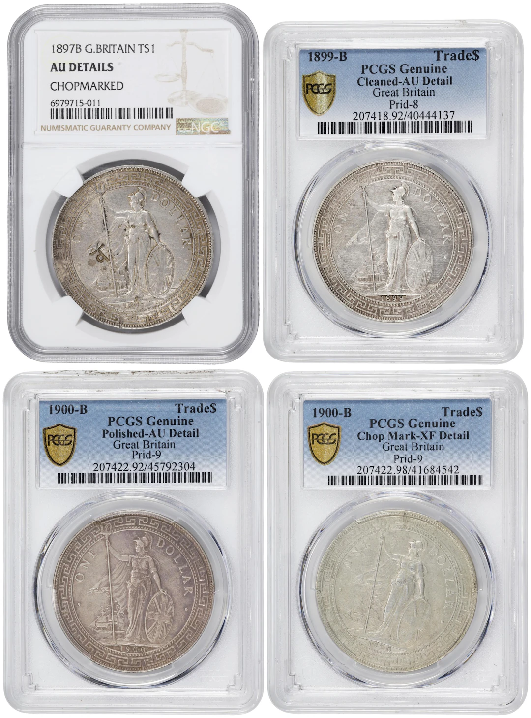 GREAT BRITAIN. Quartet of Trade Dollars (4 Pieces), 1897-1900. Bombay