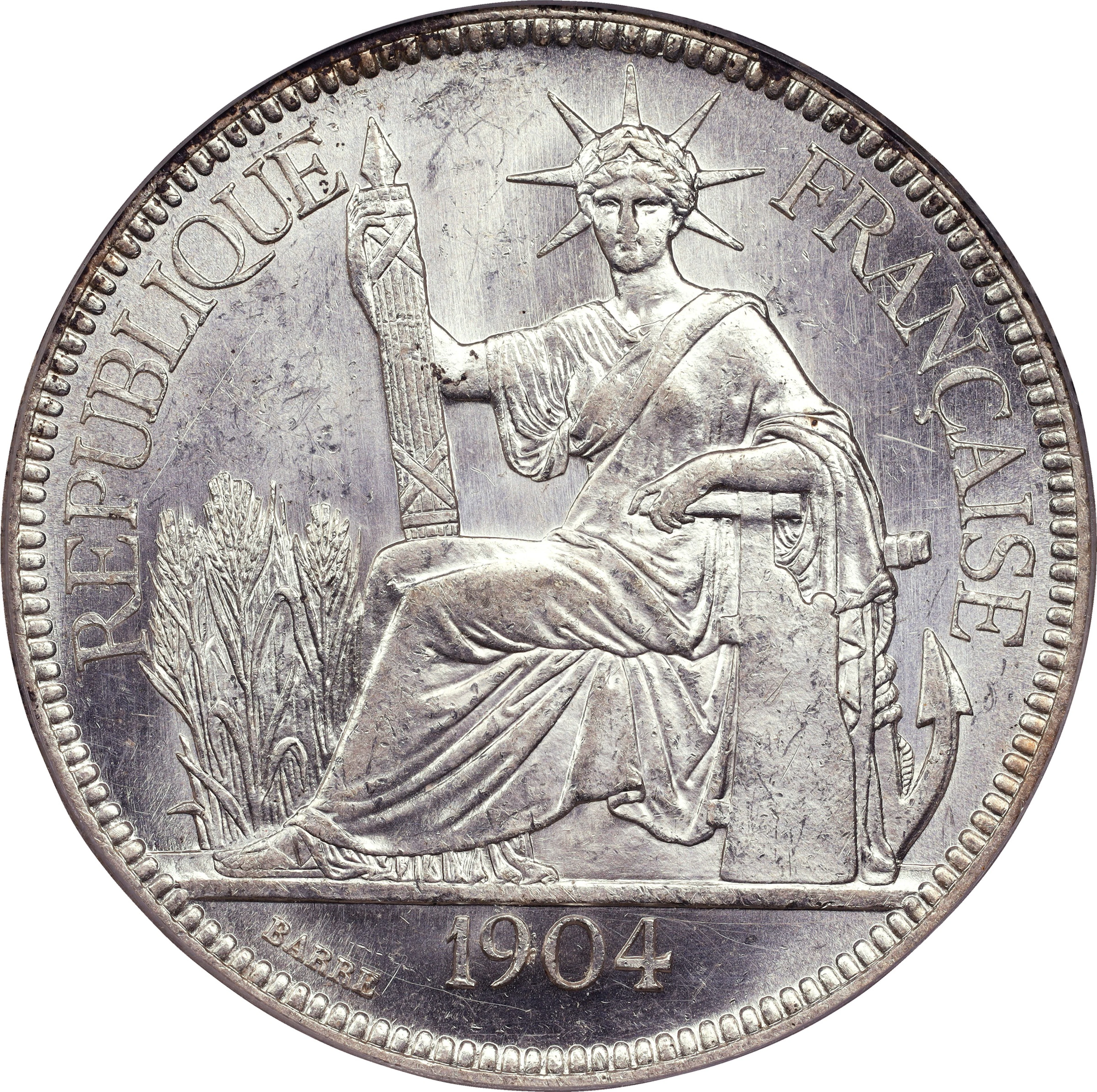 FRENCH INDO-CHINA. Piastre, 1904-A. Paris Mint. PCGS MS-62.