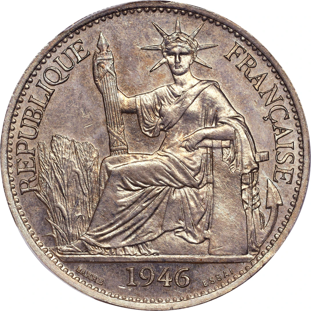 FRENCH INDO-CHINA. Copper-Nickel 50 Cents Essai (Pattern), 1946. Paris