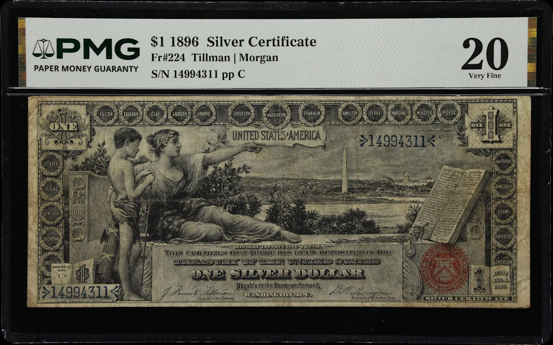 Fr. 224. 1896 $1 Silver Certificate. PMG Very Fine 20.