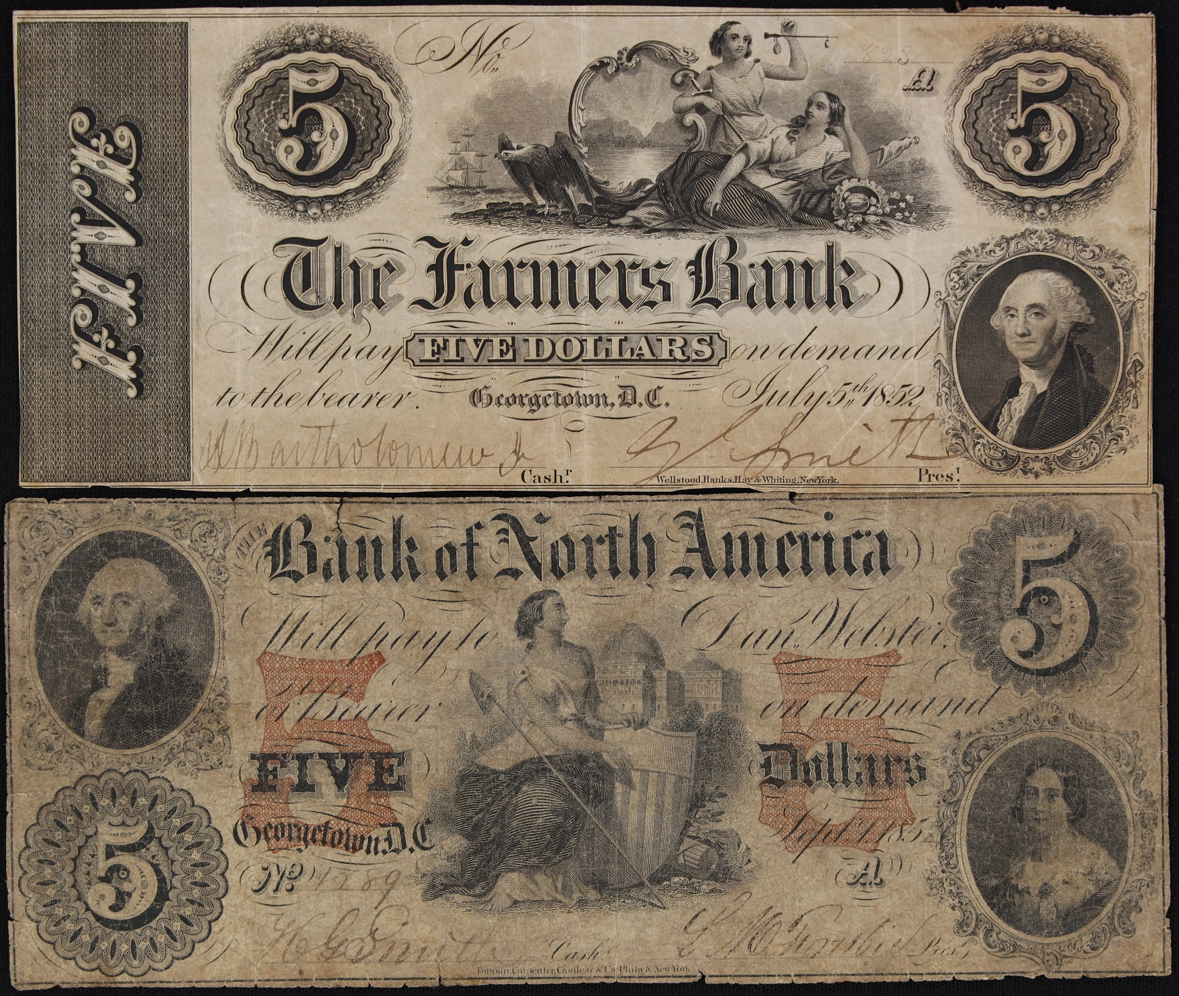 Lot of (2) Georgetown, District of Columbia. Farmers Bank & Bank of