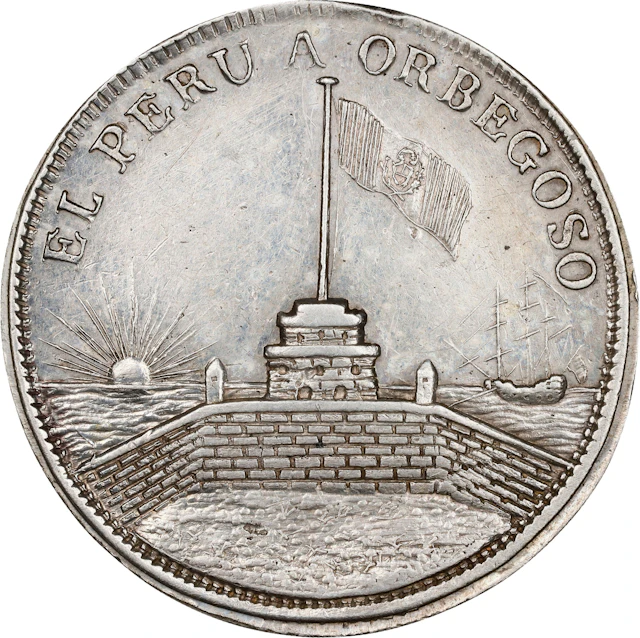PERU. General Luis Orbegoso Silver Medal, 1834. ABOUT UNCIRCULATED