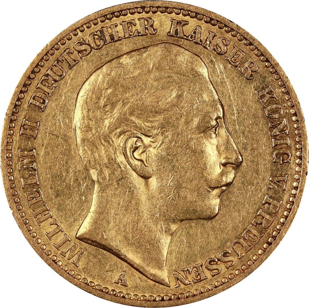 (0.23 oz, 7.154 g AGW). German States. Prussia. 1889-A Gold 20 Mark.