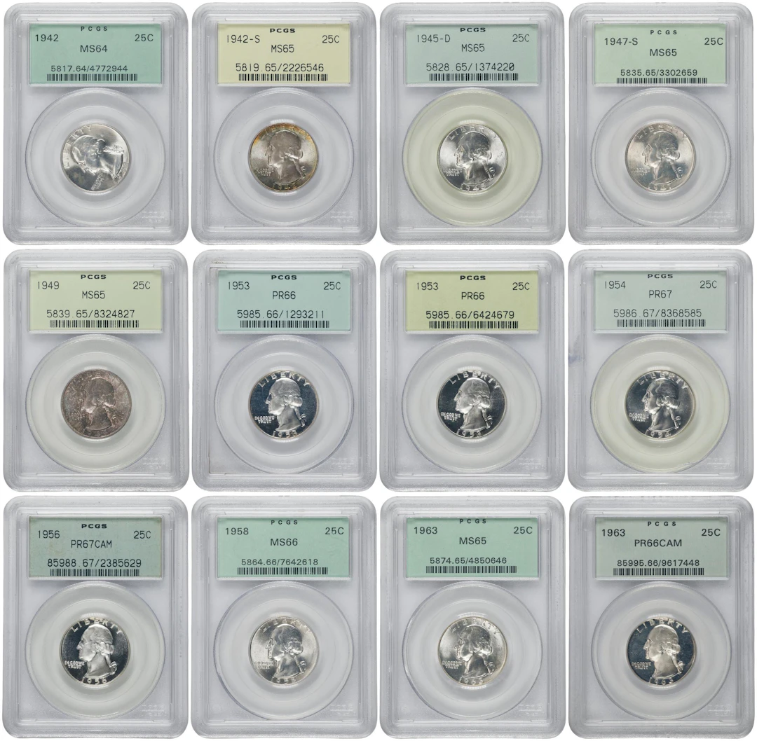 Lot of (12) Washington Quarters. (PCGS). OGH.