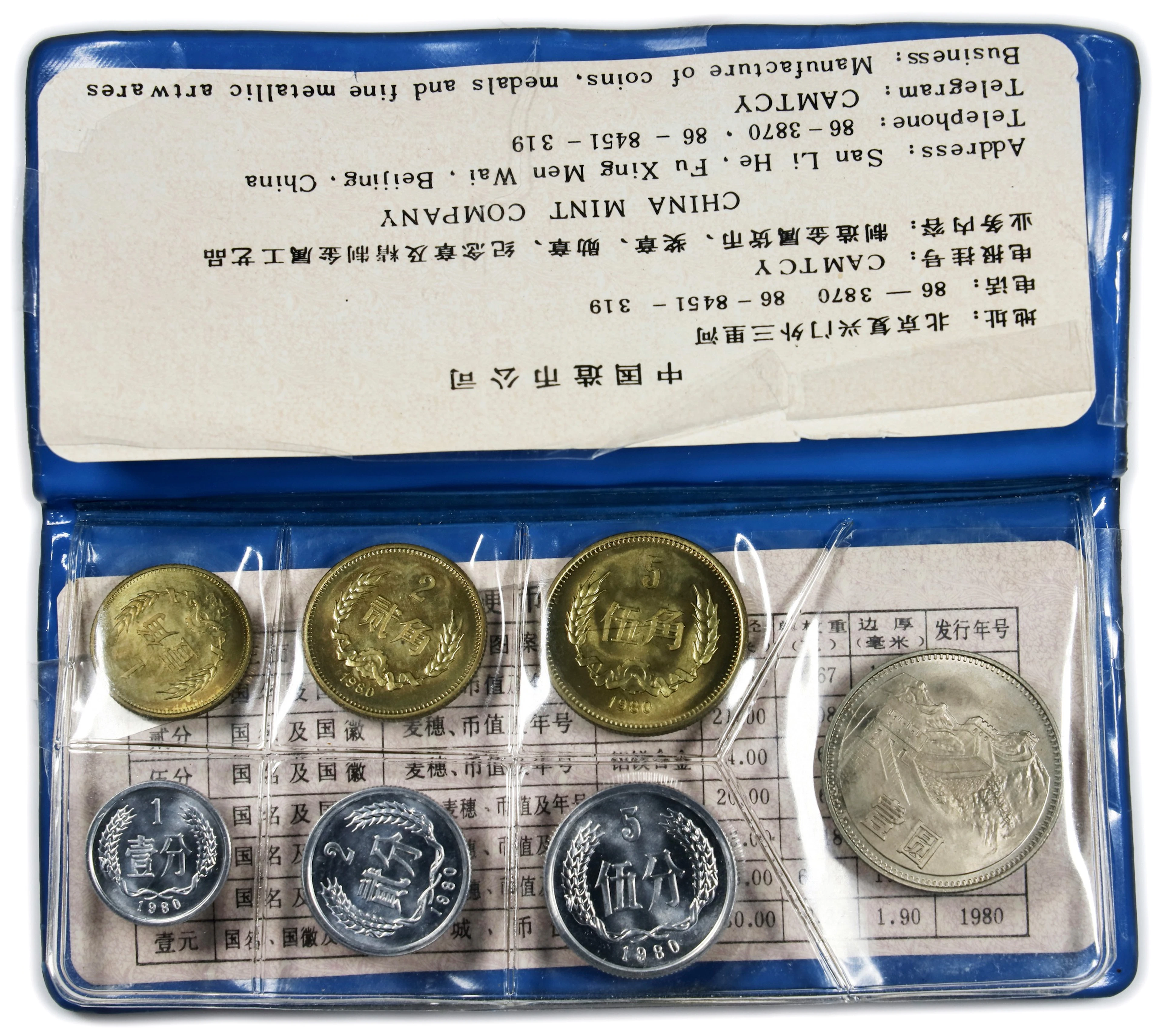 CHINA. Mint Set (7 Pieces), 1980. CHOICE UNCIRCULATED.