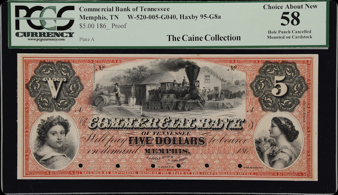 Memphis, Tennessee. Commercial Bank of Tennessee. 186x $5. PCGS Currency