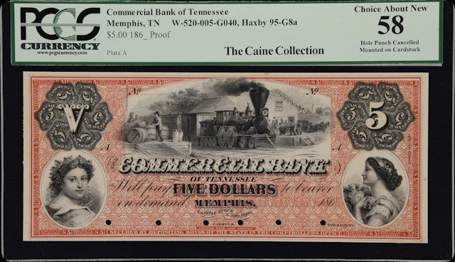 Memphis, Tennessee. Commercial Bank of Tennessee. 186x $5. PCGS Currency