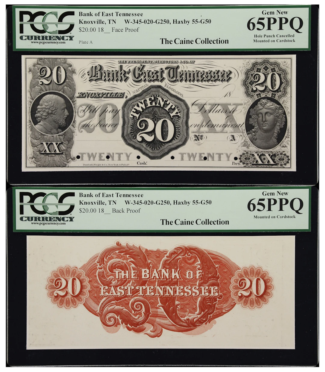 Lot of (2) Knoxville, Tennessee. Bank of East Tennessee. 18xx $20.