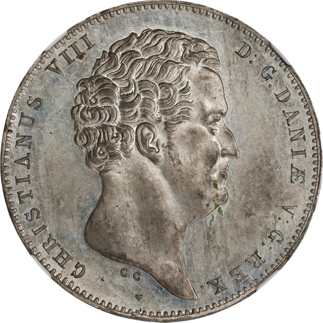 DENMARK. Off-Metal Tin 2 Christian d'Or Pattern, 1841. Copenhagen