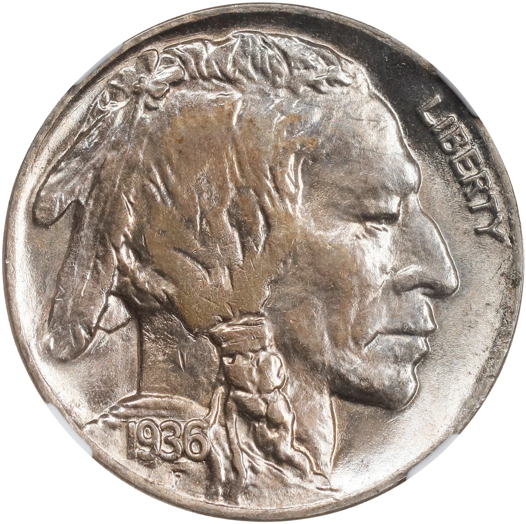 1936-D/D Buffalo Nickel. FS-502. Repunched Mintmark. MS-64 (NGC).