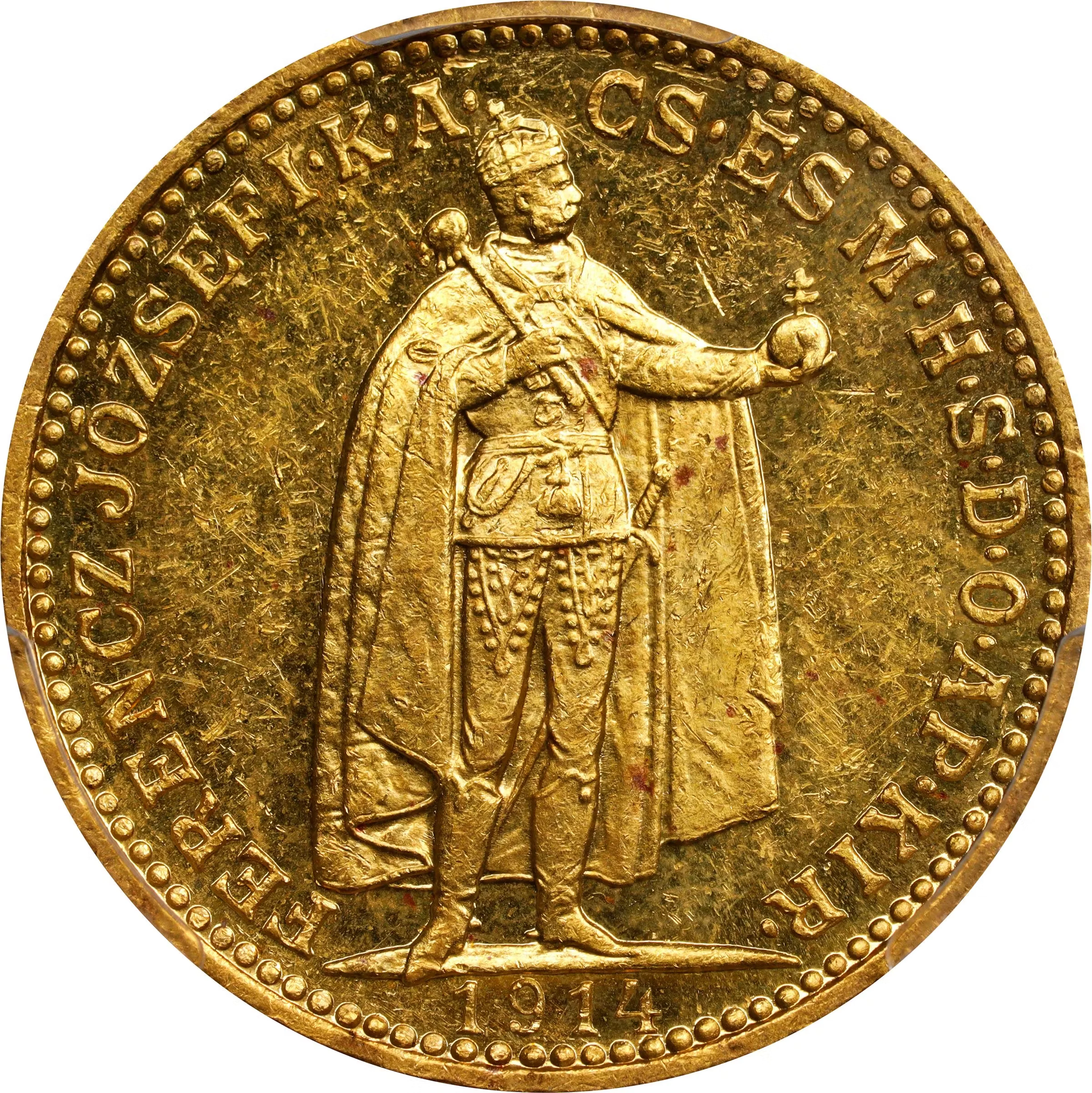 HUNGARY. 20 Korona, 1914-KB. Kremnica Mint. Franz Joseph I. PCGS MS-61.