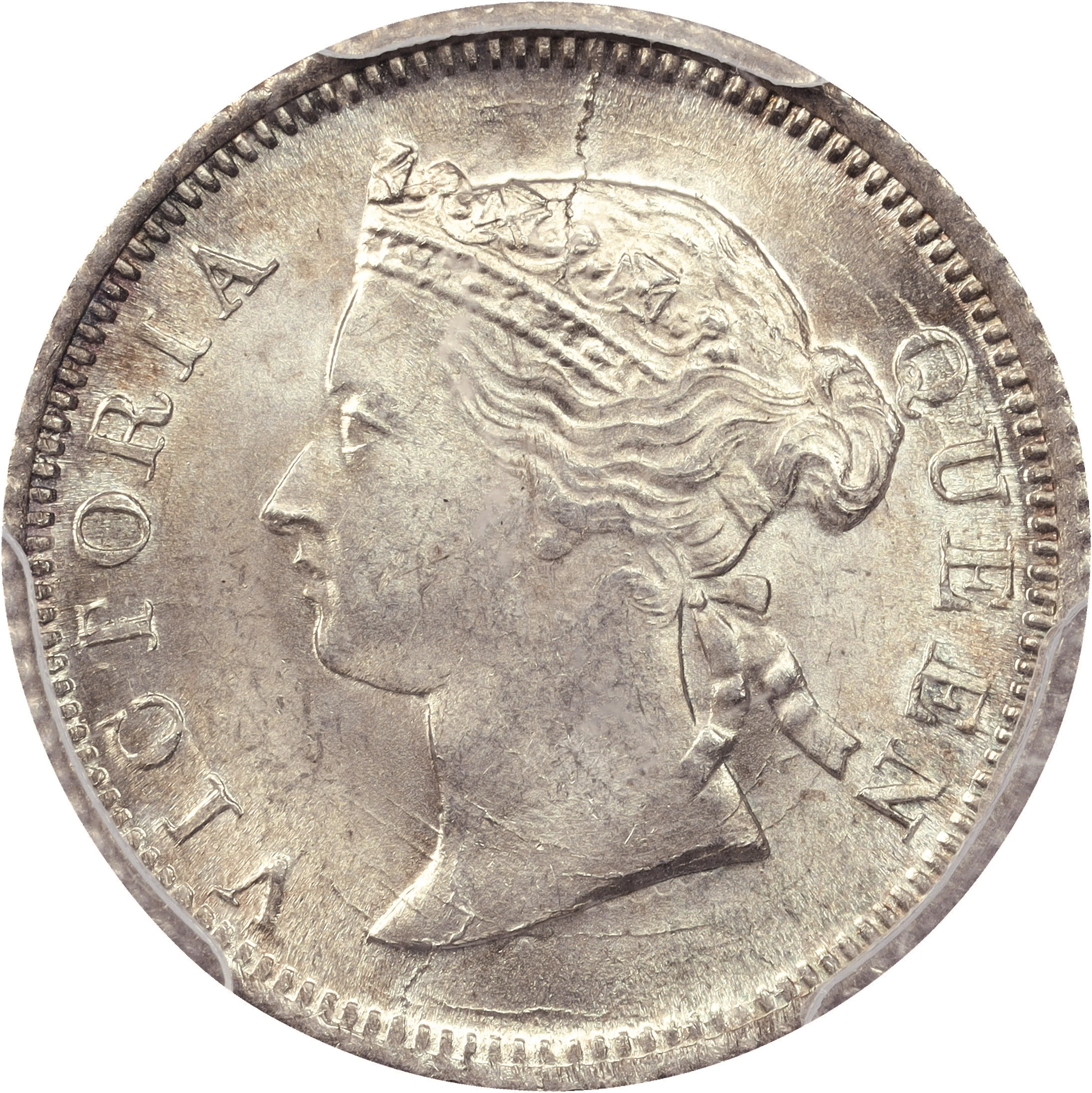 (t) HONG KONG (SAR). 5 Cents, 1868. Hong Kong Mint. Victoria. PCGS MS-66.