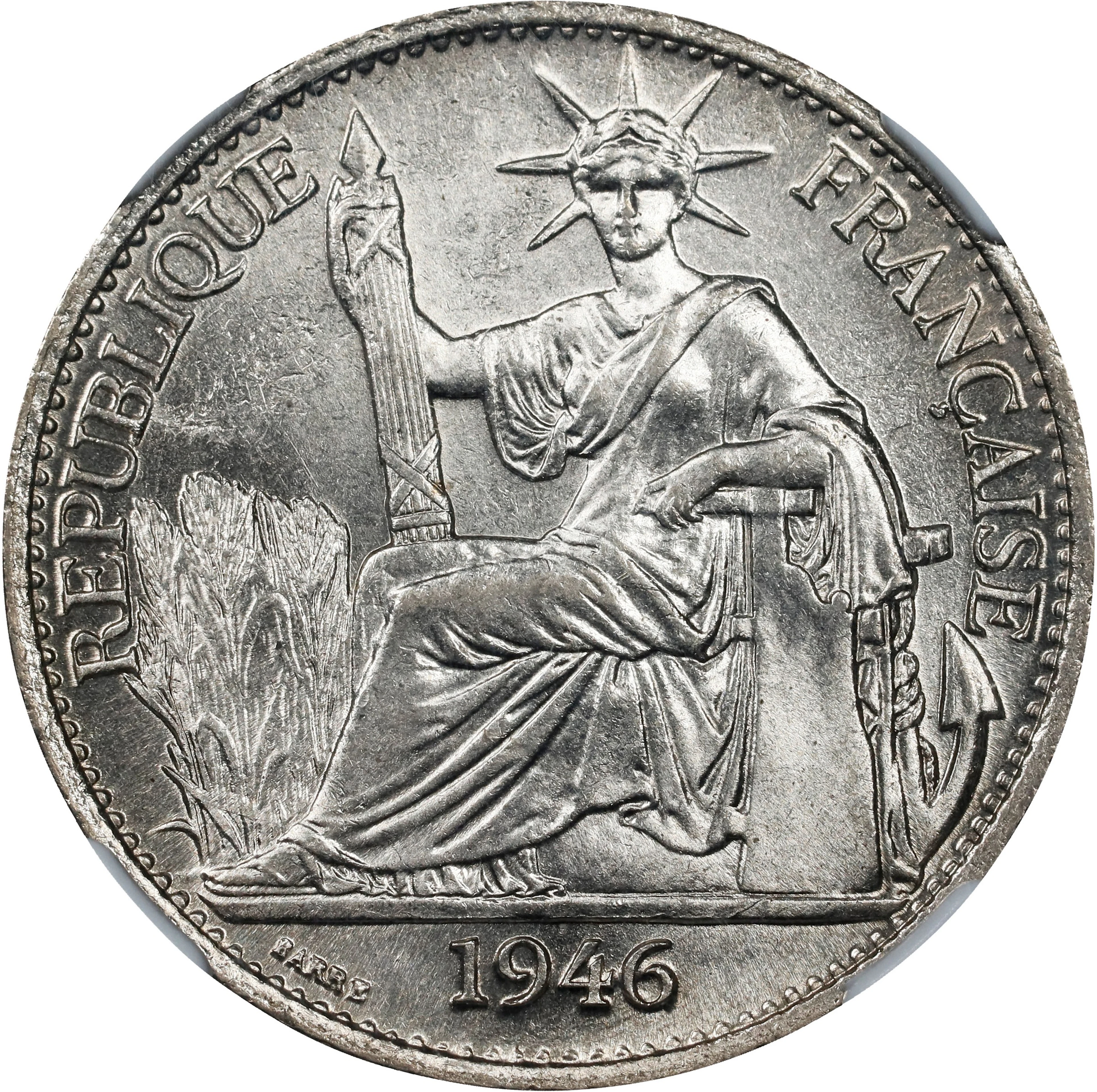FRENCH INDO-CHINA. 50 Centimes, 1946. Paris Mint. NGC MS-64.