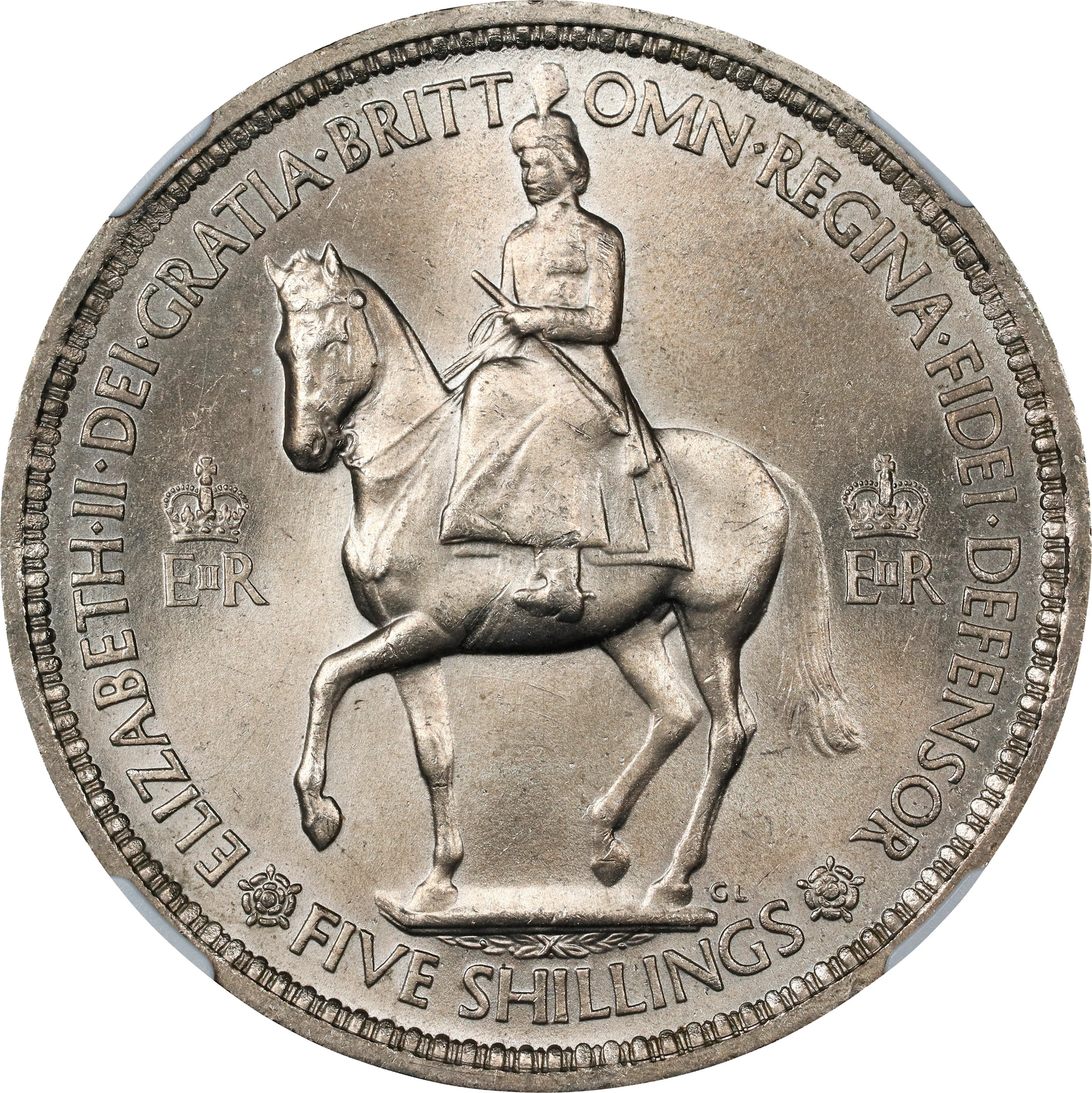 GREAT BRITAIN. Crown, 1953. London Mint. Elizabeth II. NGC MS-66.