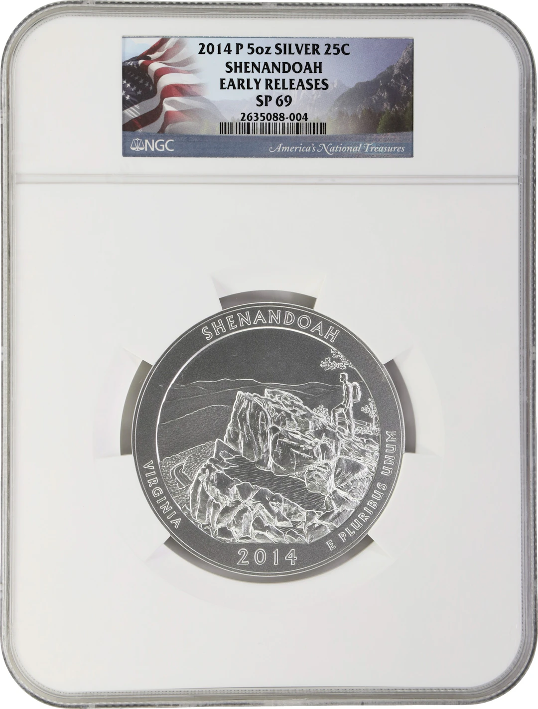 (5 oz, 155.52 g ASW). 2014-P Shenandoah America the Beautiful 5 oz