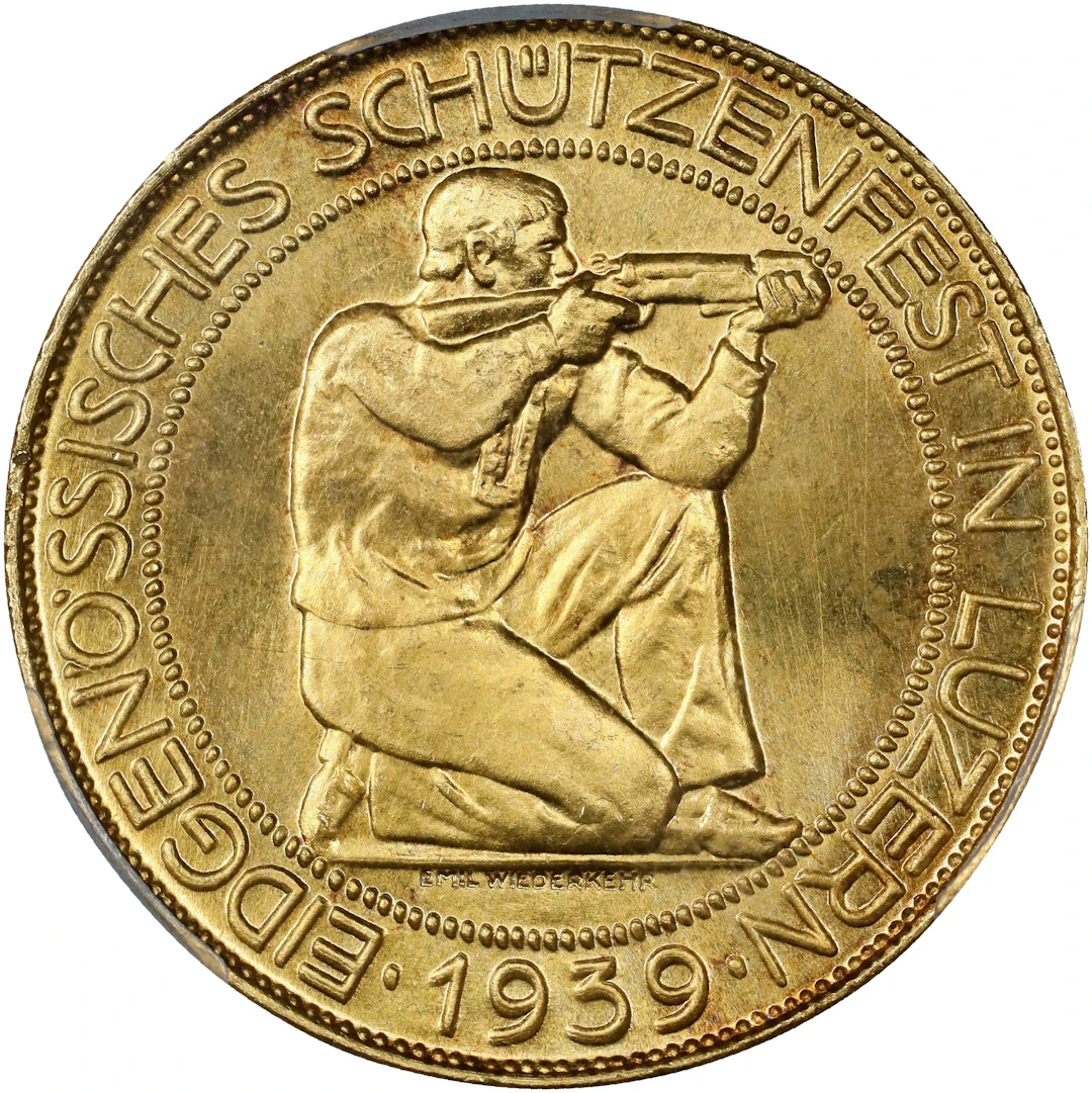 SWITZERLAND. Luzern Shooting Festival 100 Francs, 1939-B. Bern Mint.