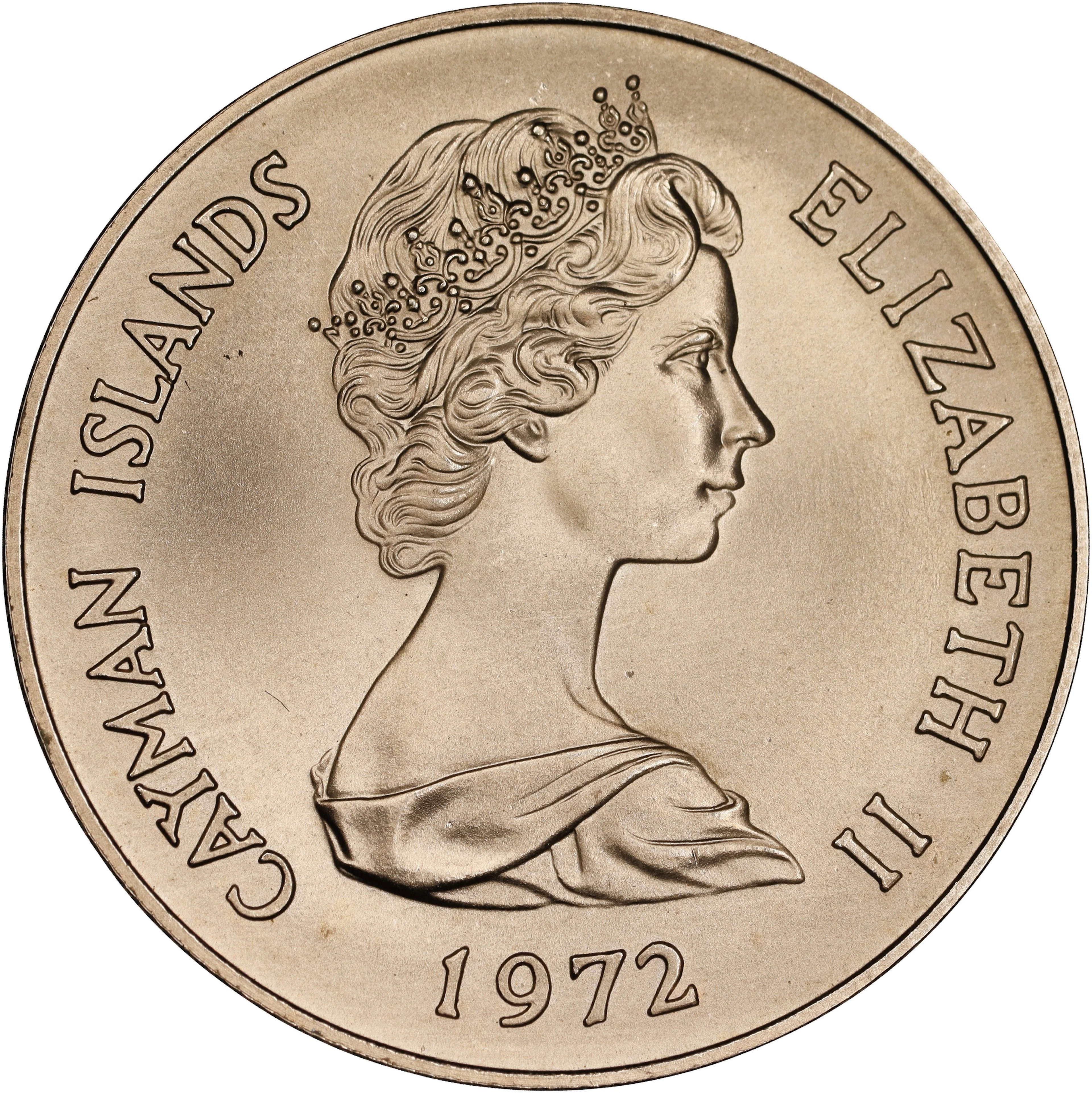 (0.222 oz, 6.905 g AGW). Cayman Islands. 1972 Silver Wedding Gold $25.