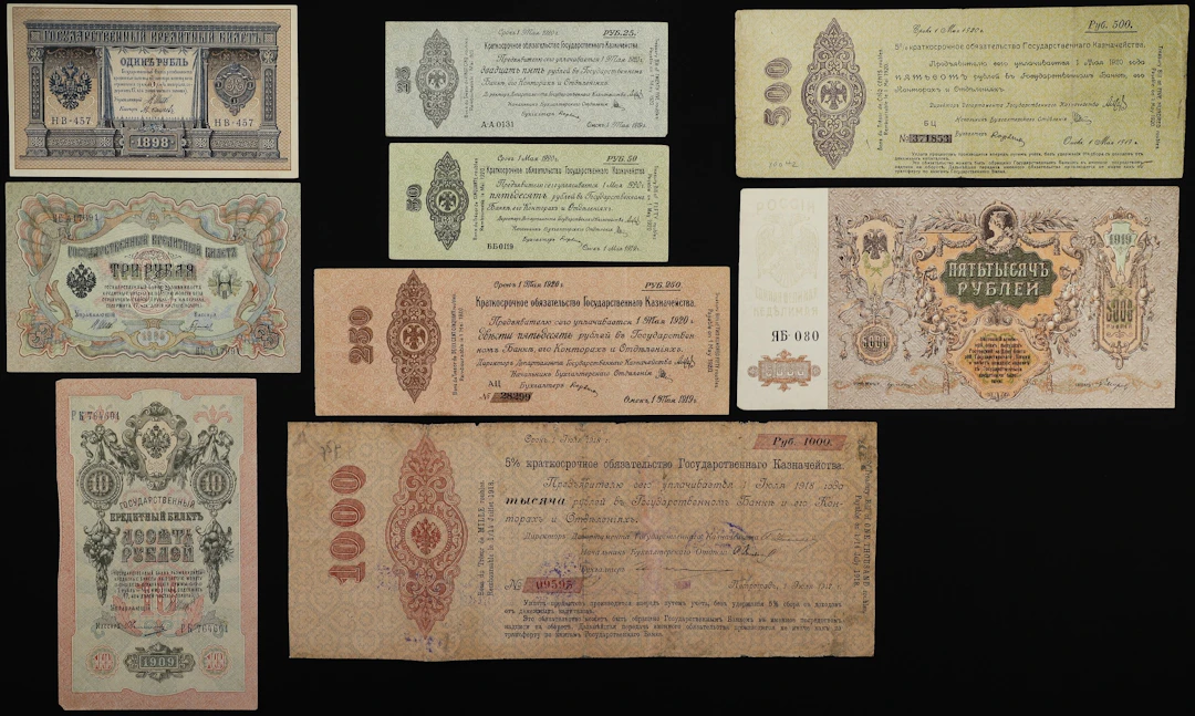 RUSSIA--MISCELLANEOUS. Lot of (9). Mixed Banks. 1, 3, 10, 25, 50